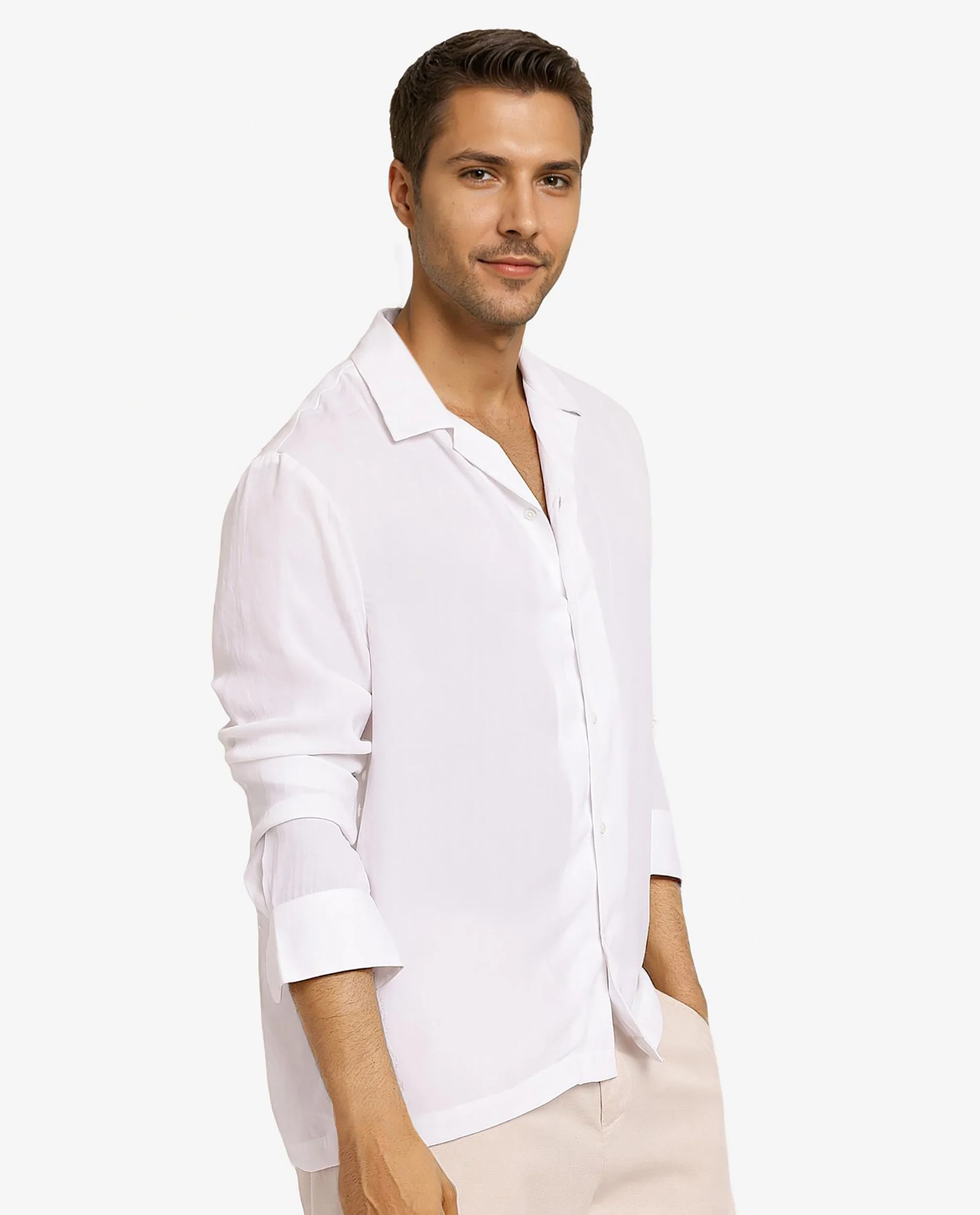 Rare Rabbit Articale Men's Enzo White Polyester Fabric Full Sleeve Collared Neck Button Closure Slim Fit Solid Shirt - Image 7