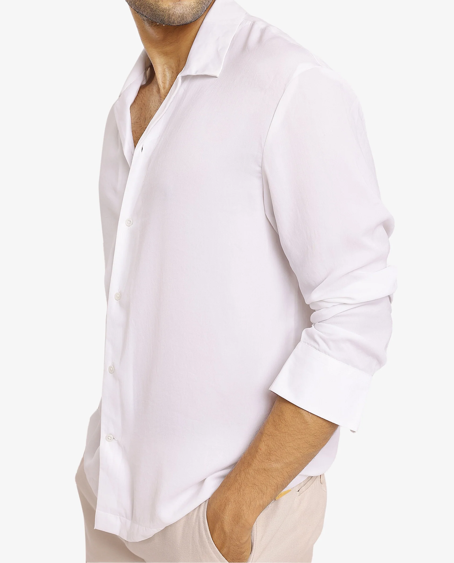 Rare Rabbit Articale Men's Enzo White Polyester Fabric Full Sleeve Collared Neck Button Closure Slim Fit Solid Shirt - Image 8