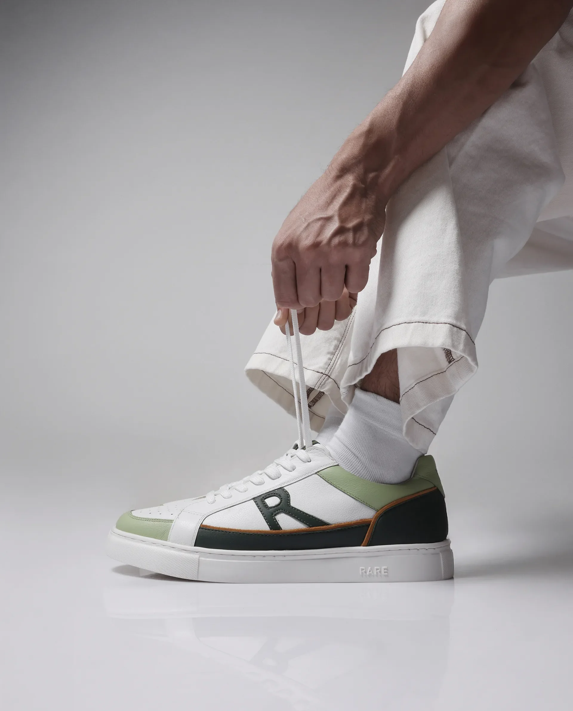 Rare Rabbit Men's Enzo Green Leather Lace-Up Closure Sneaker - Image 2