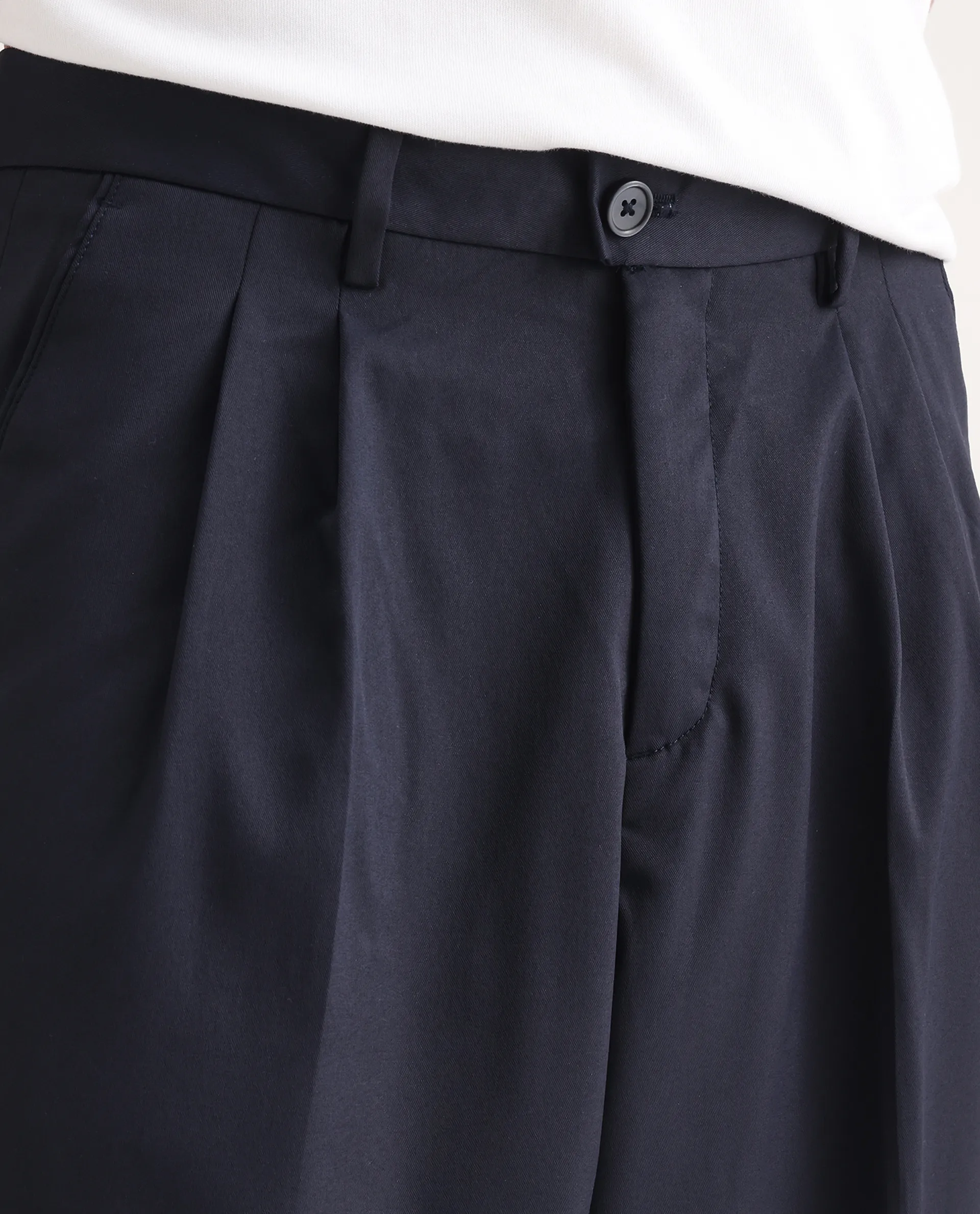 Rare Rabbit Men's Enzot Navy Cotton Plain Relaxed Fit Trouser - Image 3