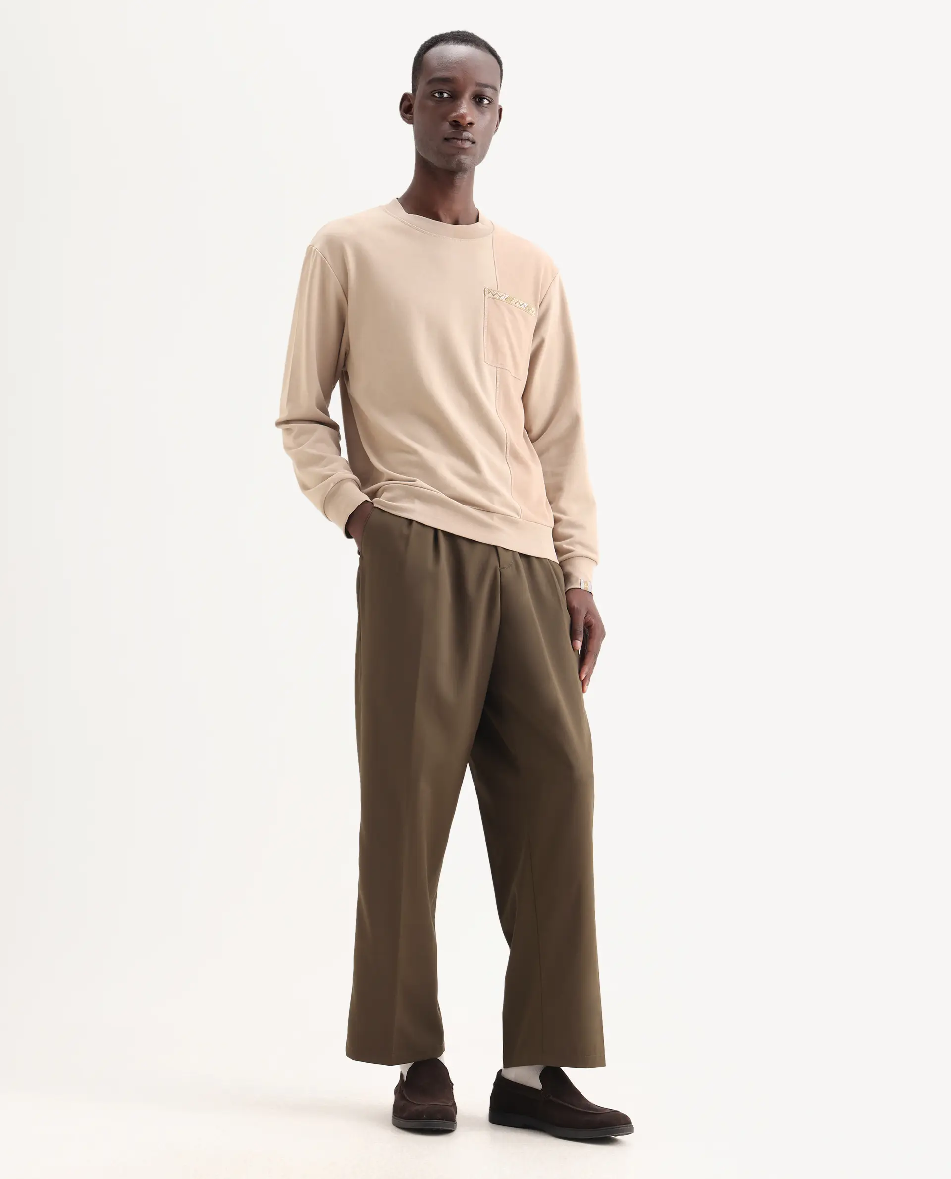 Rare Rabbit Men's Enzot Olive Cotton Plain Relaxed Fit Trouser - Image 2