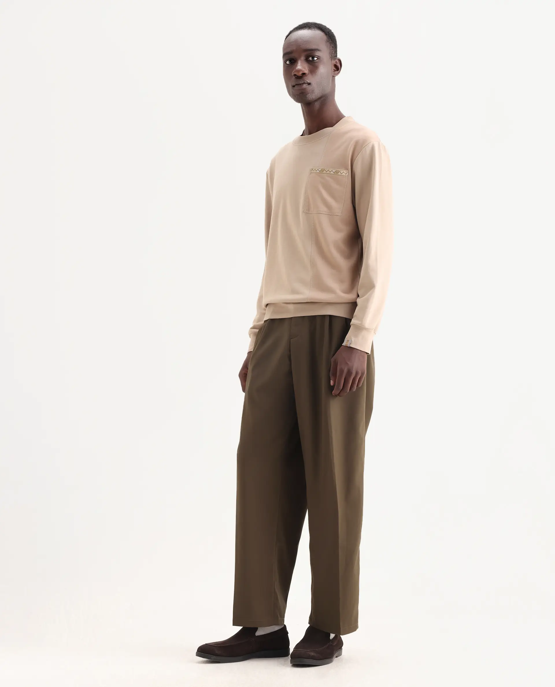 Rare Rabbit Men's Enzot Olive Cotton Plain Relaxed Fit Trouser - Image 4