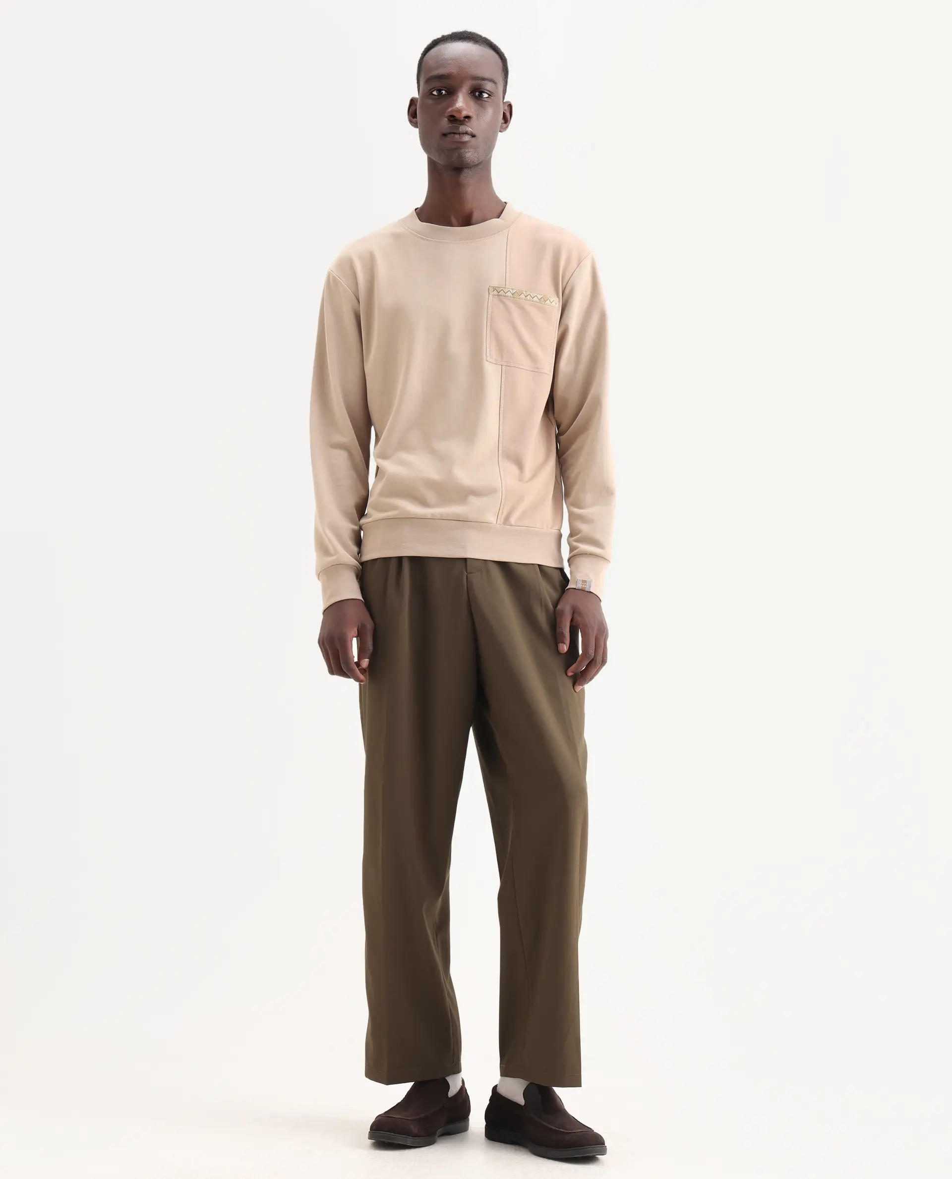Rare Rabbit Men's Enzot Olive Cotton Plain Relaxed Fit Trouser - Image 7