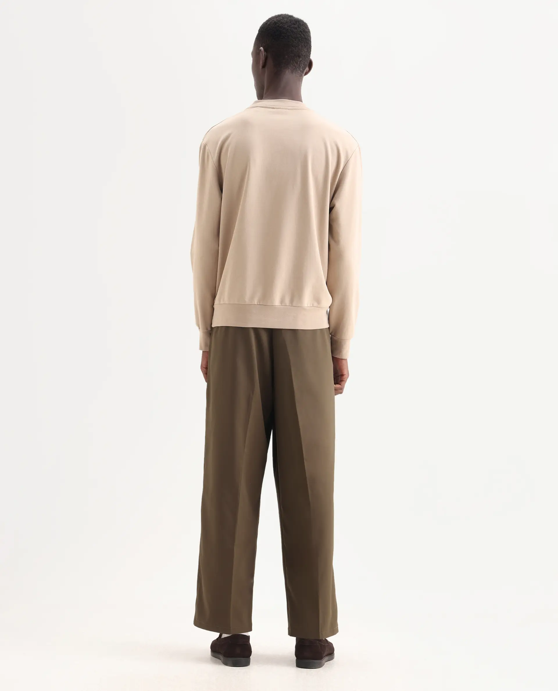 Rare Rabbit Men's Enzot Olive Cotton Plain Relaxed Fit Trouser - Image 8