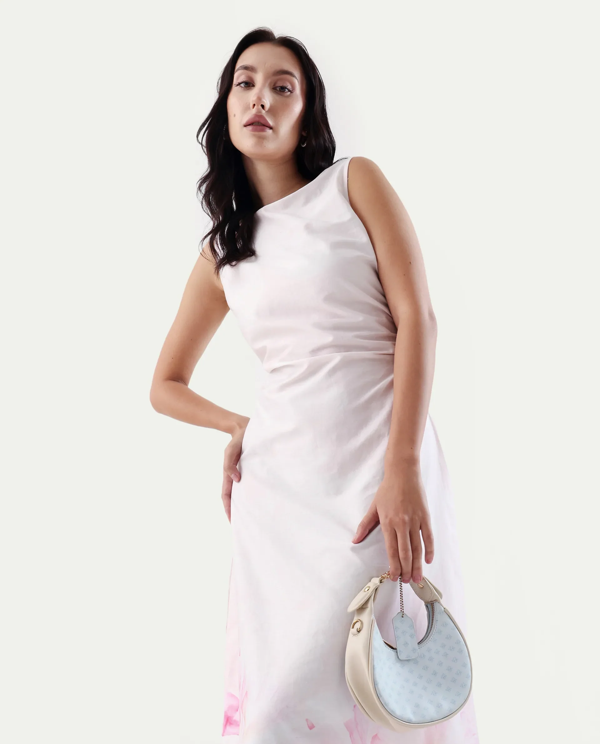Rareism Women's Epata Off White Cotton Boat Neck Printed Sleeveless Midi Regular Fit Dress - Image 2
