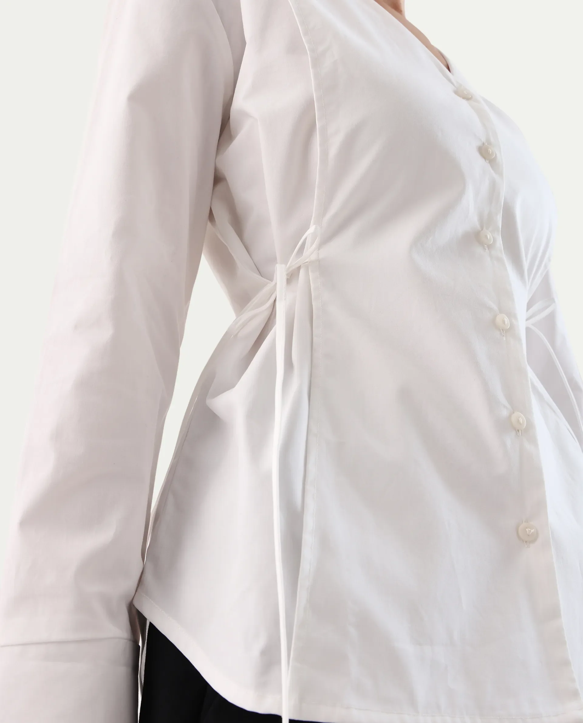 Rareism Women's Epled White Polyester Crew Neck Plain Cuffed Sleeve Regular Fit Top - Image 4