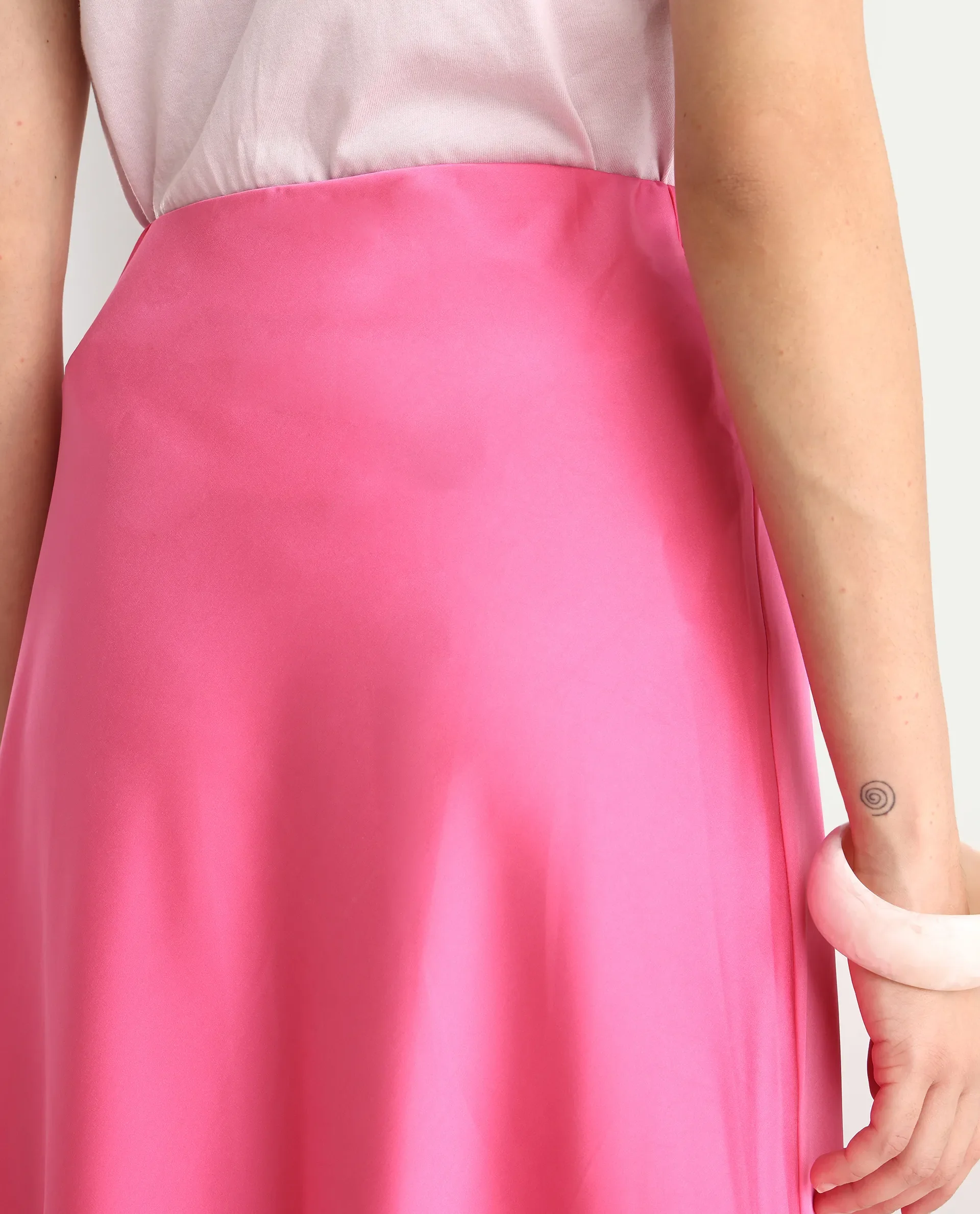 Rareism Women's Eprim Pink modal Plain Maxi A-Line Skirt - Image 5