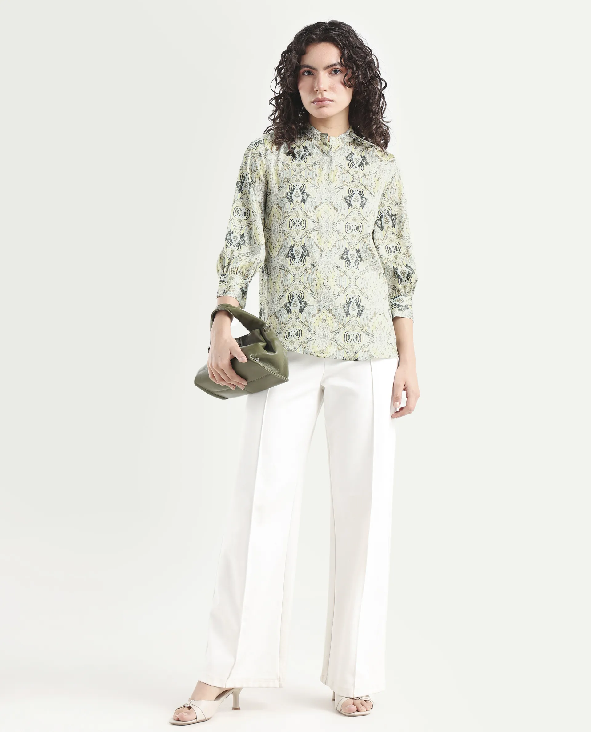 Rareism Women's Epsea Multi Cotton Paisley Print Cuffed Sleeve Regular Fit Top - Image 2