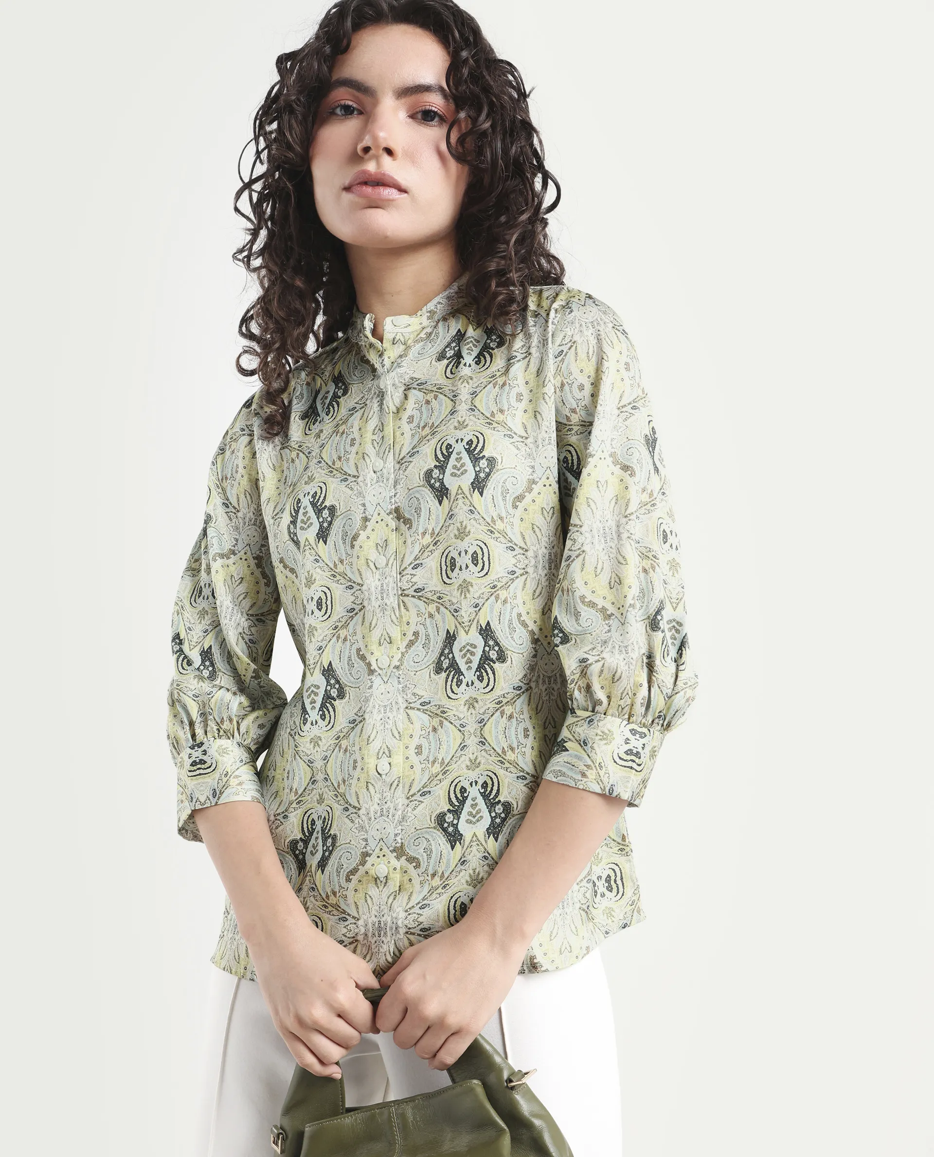 Rareism Women's Epsea Multi Cotton Paisley Print Cuffed Sleeve Regular Fit Top - Image 3