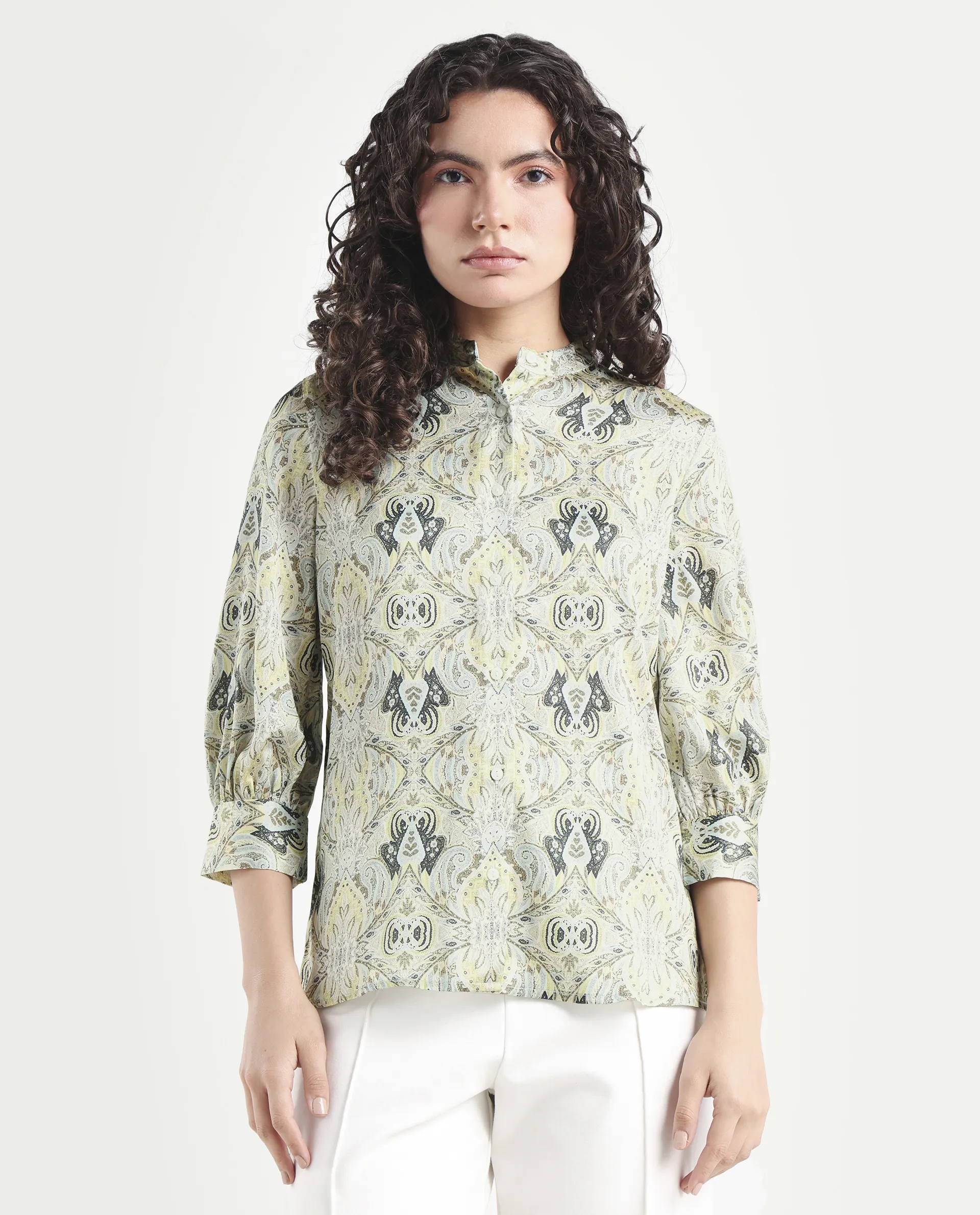 Rareism Women's Epsea Multi Cotton Paisley Print Cuffed Sleeve Regular Fit Top - Image 4