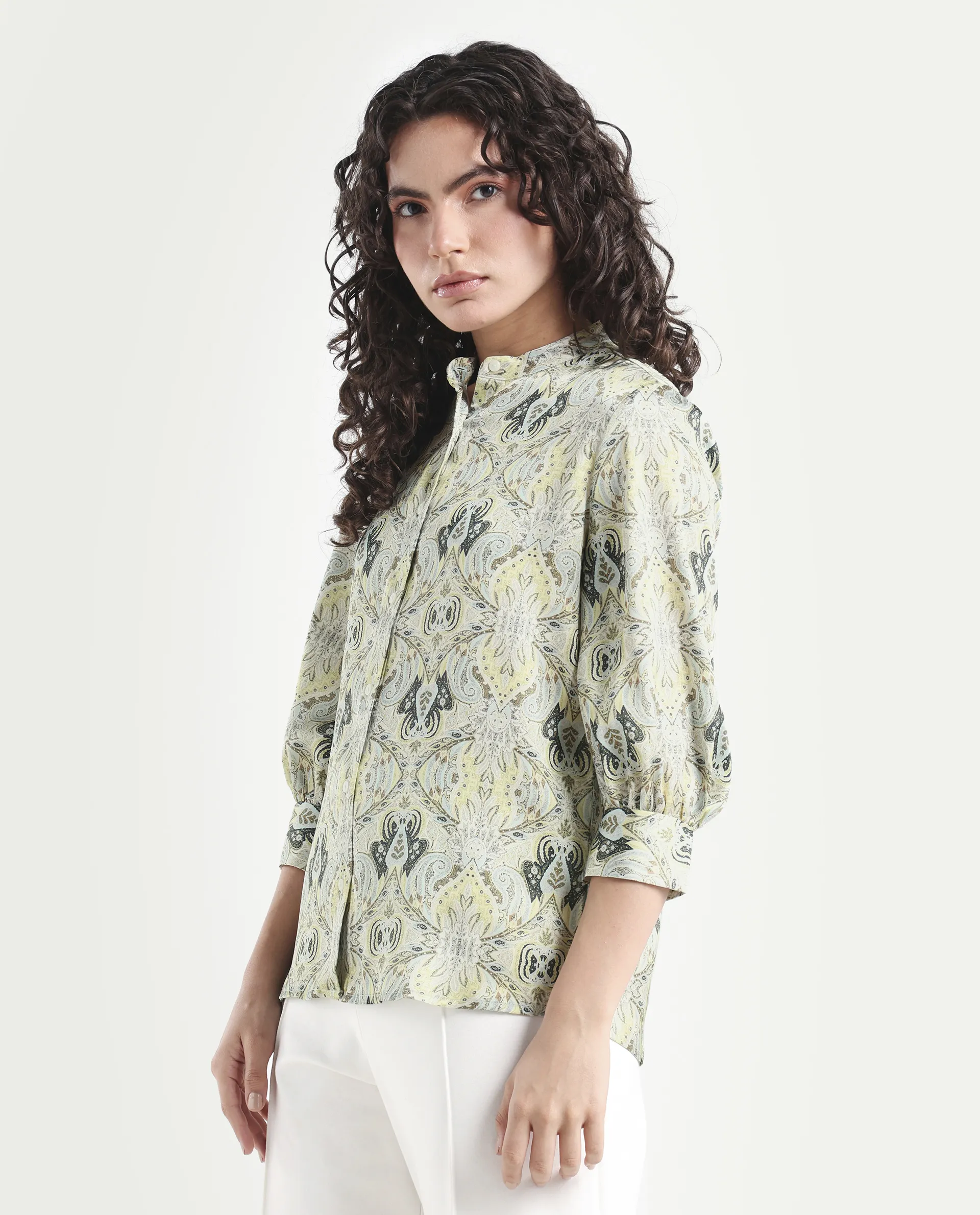Rareism Women's Epsea Multi Cotton Paisley Print Cuffed Sleeve Regular Fit Top - Image 5