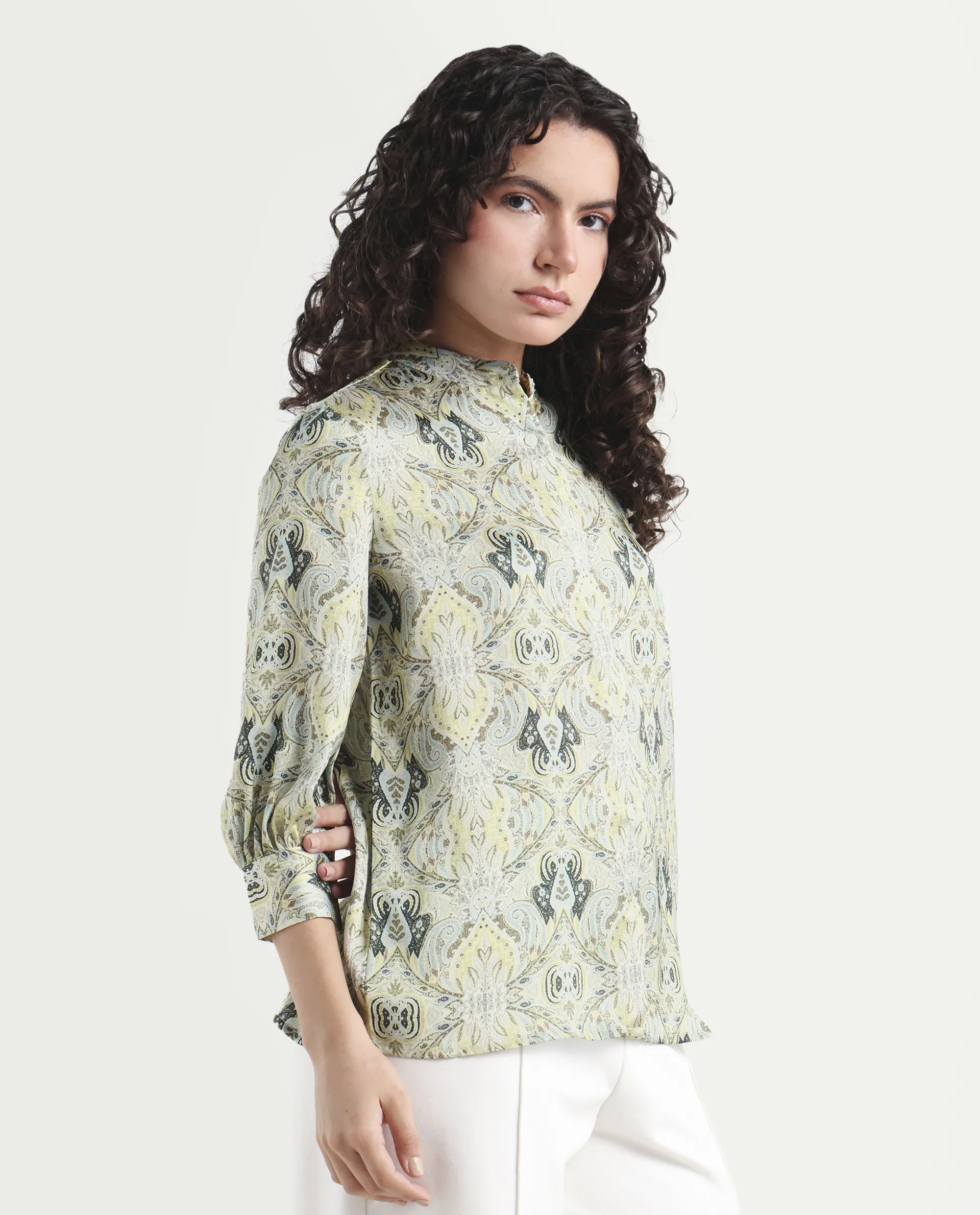 Rareism Women's Epsea Multi Cotton Paisley Print Cuffed Sleeve Regular Fit Top - Image 6