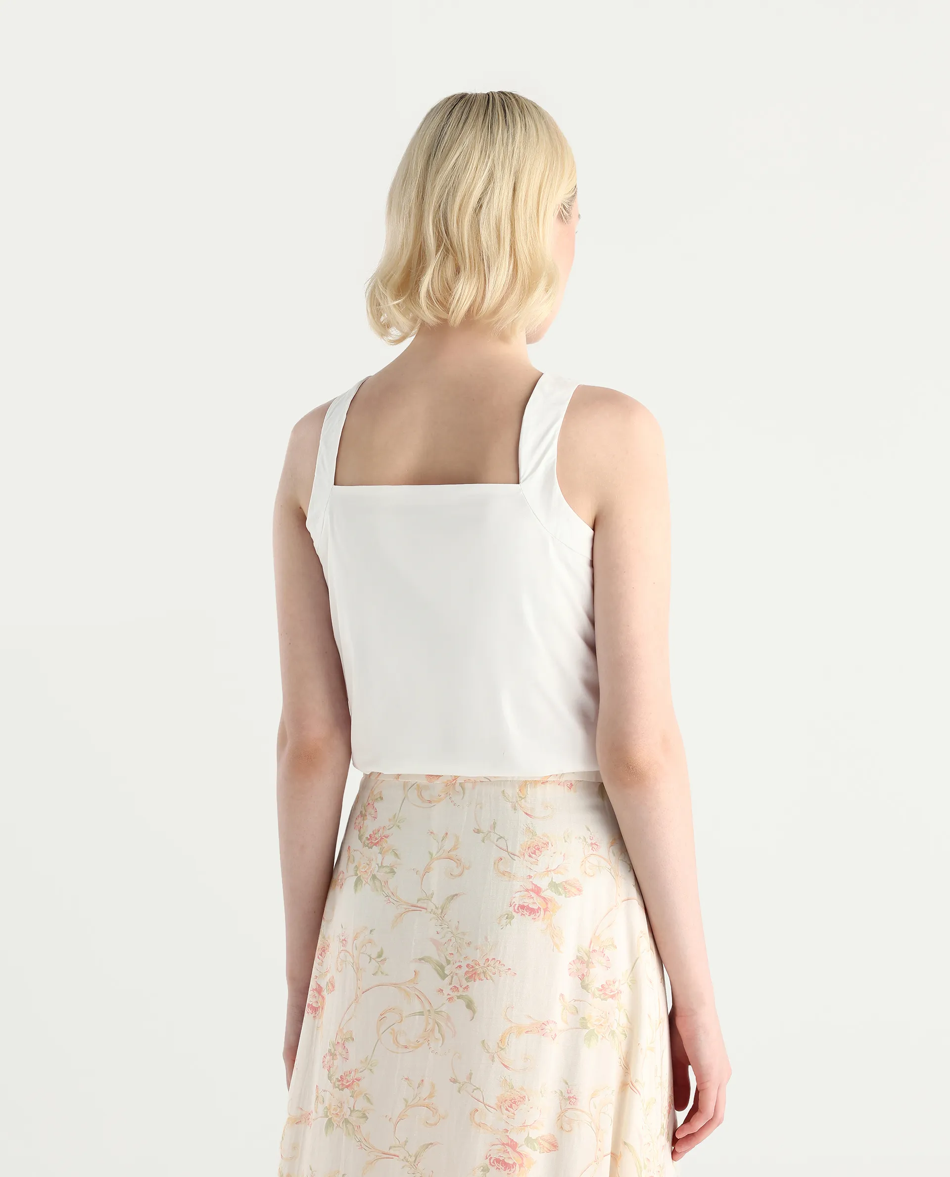 Rareism Women's Eptic White Cotton Plain Sleeveless Crop Regular Fit Top - Image 7