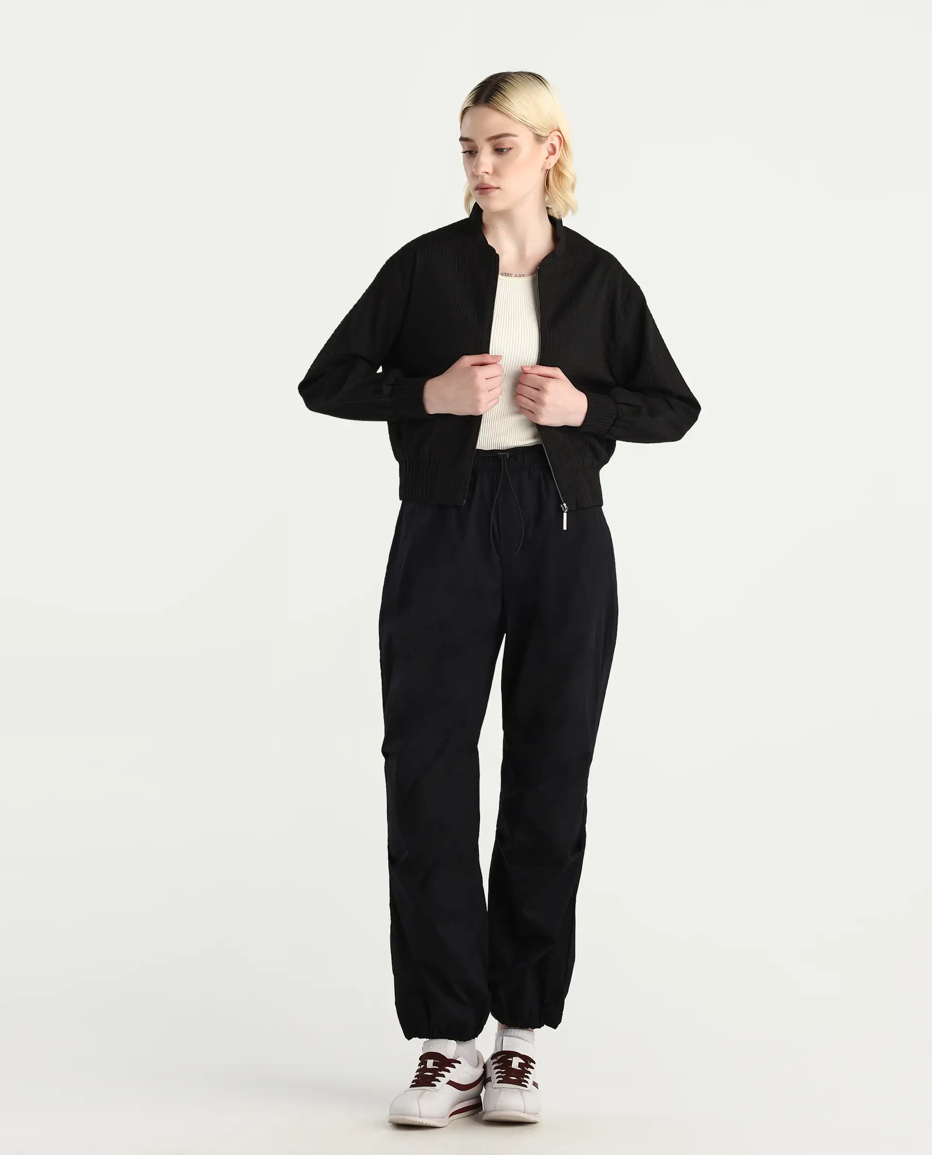 Rareism Women's Epwor Black Viscose Plain Ankle Length Baggy Trouser - Image 2