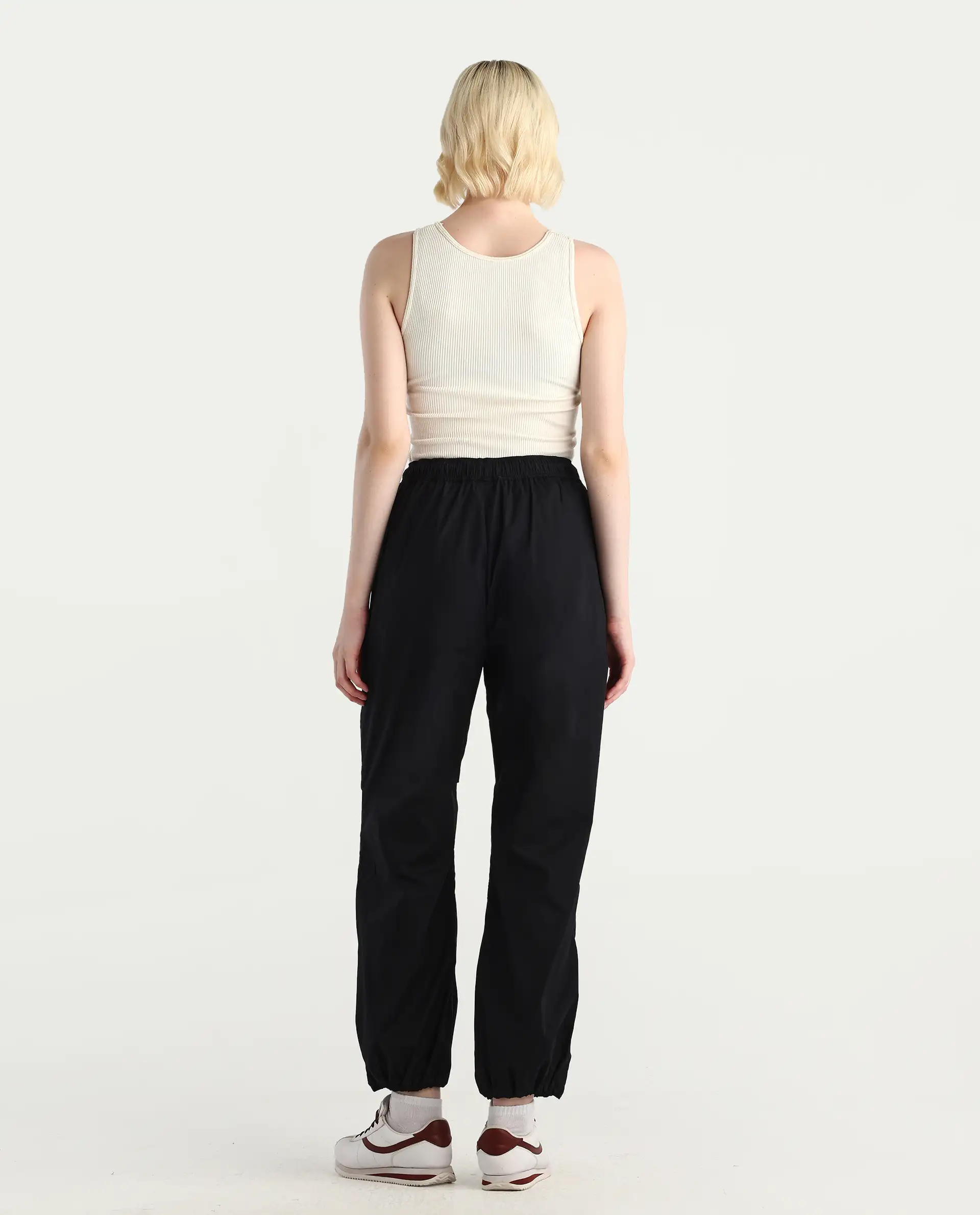 Rareism Women's Epwor Black Viscose Plain Ankle Length Baggy Trouser - Image 7