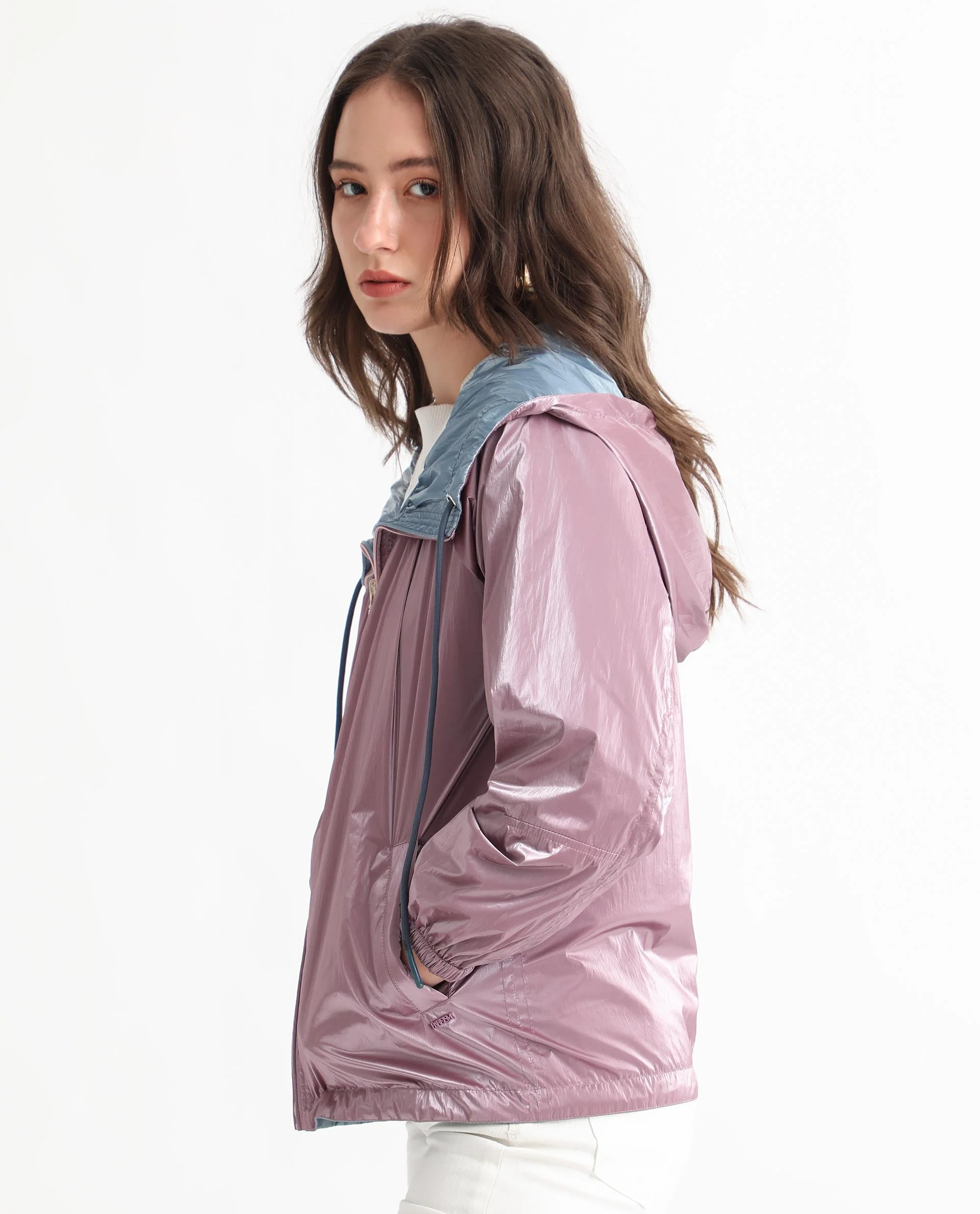 Rareism Women's Erber Pink Polyester Hooded Plain Balloon Sleeve Regular Fit Jacket - Image 11