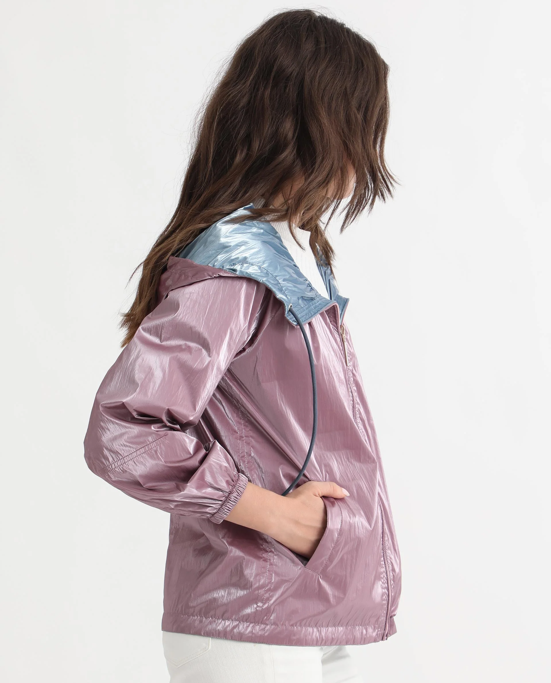 Rareism Women's Erber Pink Polyester Hooded Plain Balloon Sleeve Regular Fit Jacket - Image 12