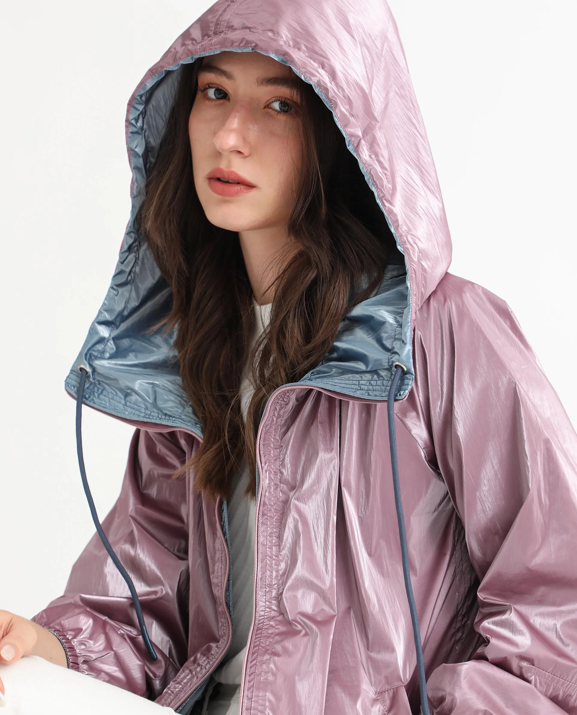 Rareism Women's Erber Pink Polyester Hooded Plain Balloon Sleeve Regular Fit Jacket - Image 2