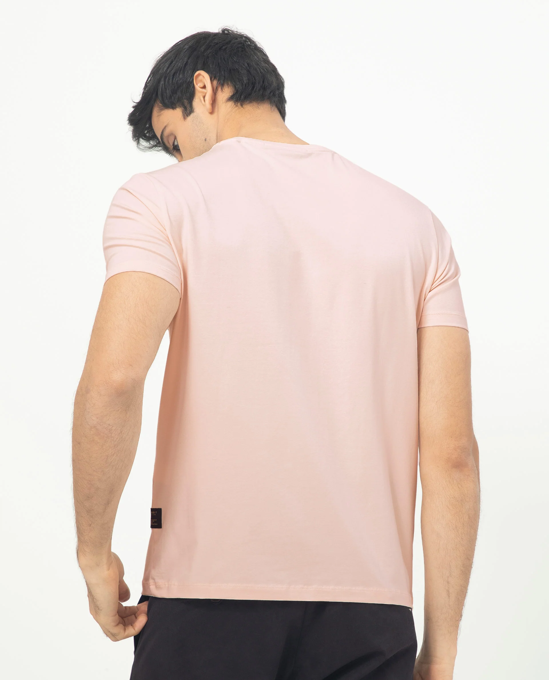 Rare Rabbit Men's Erdon Pastel Pink Cotton Graphic Print Slim Fit Half Sleeve Crew Neck T-Shirt - Image 11