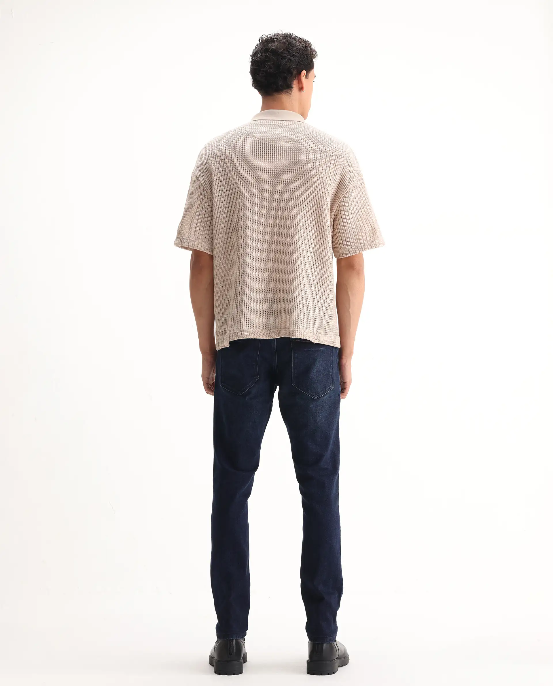 Rare Rabbit Men's Erie Dusky Blue Cotton Blend Plain Hawk Slim Fit Jeans - Image 9