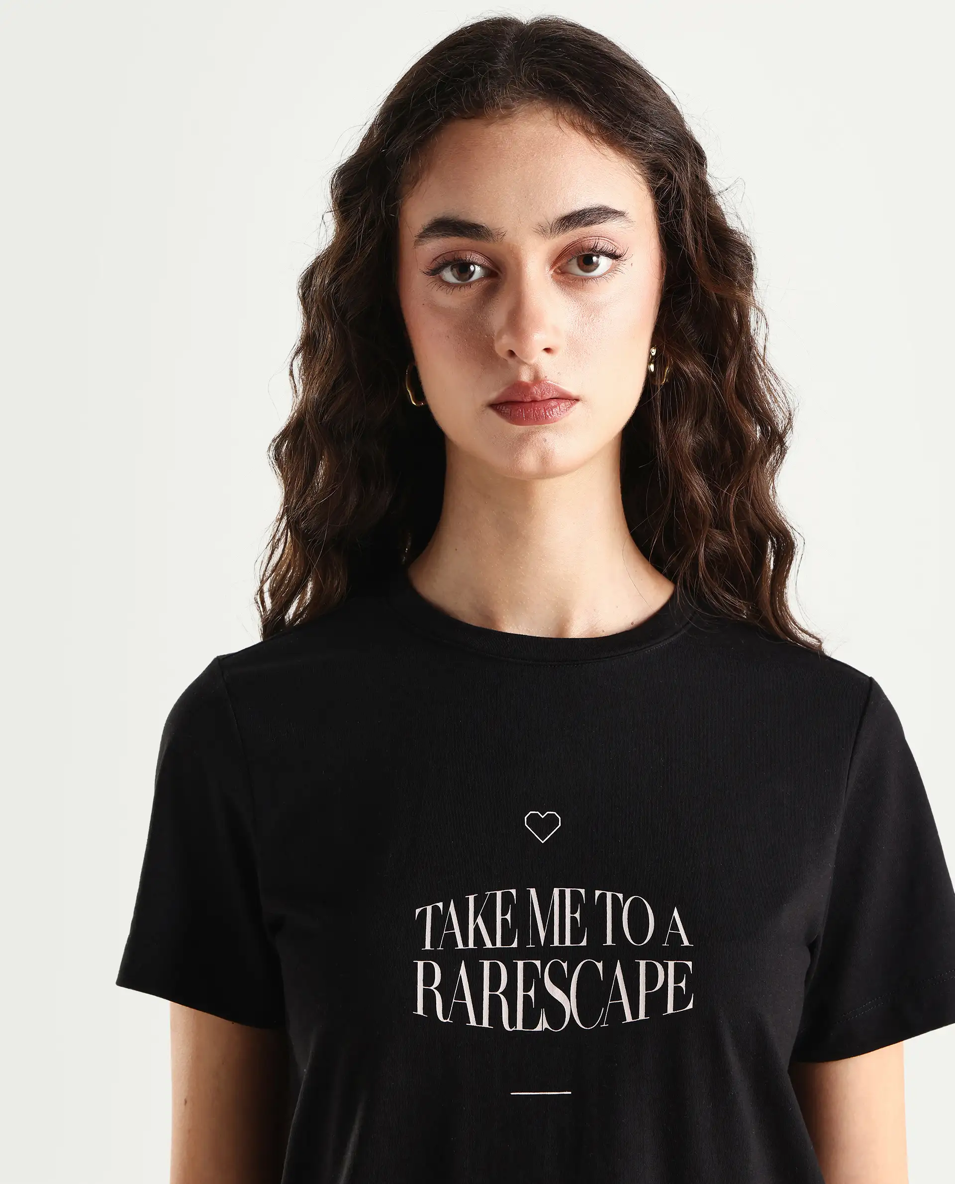 Rareism Women's Cotton Blend Crew Neck Graphic Print Regular Fit T-Shirt - Image 4