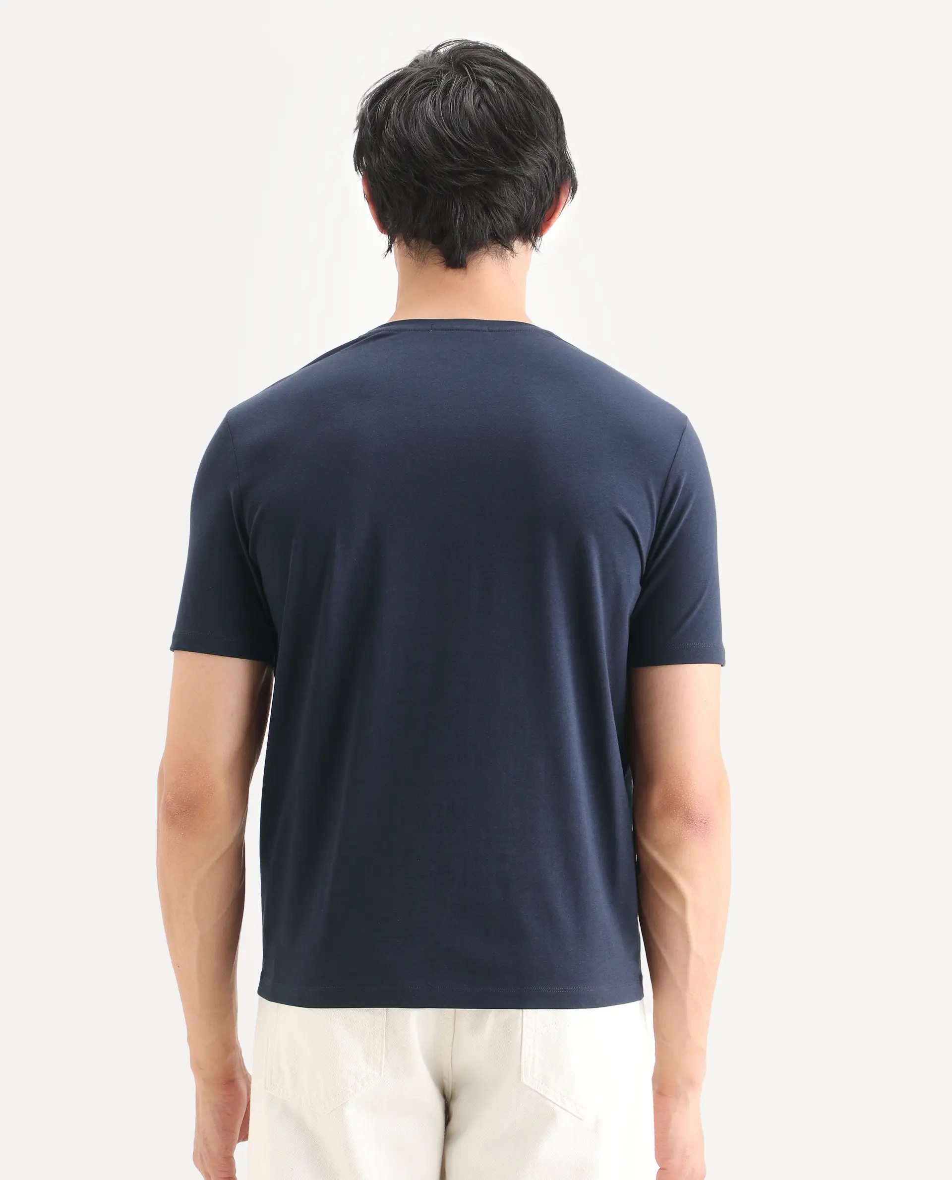Rare Rabbit Men's Erine Navy Cotton Blend Fabric Half Sleeve Crew Neck Regular Fit Graphic Print T-Shirt - Image 7