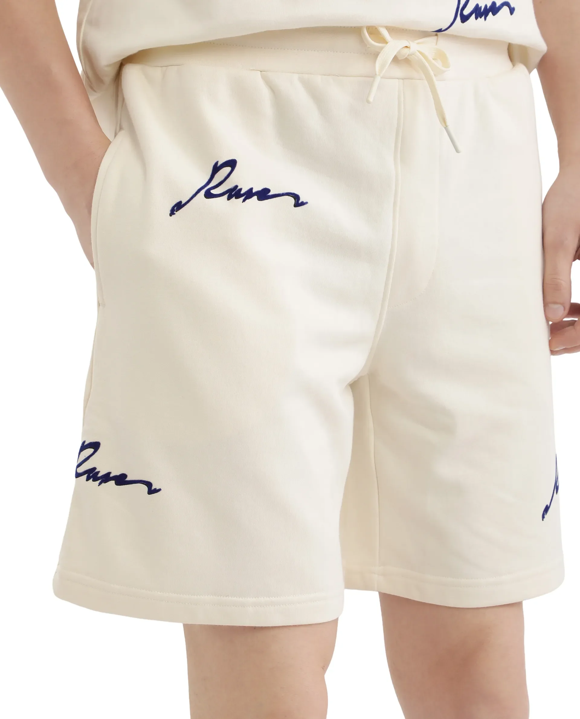 Rare Rabbit Men's Erken B Off White Cotton Blend Typography Print Oversized Fit Shorts - Image 3