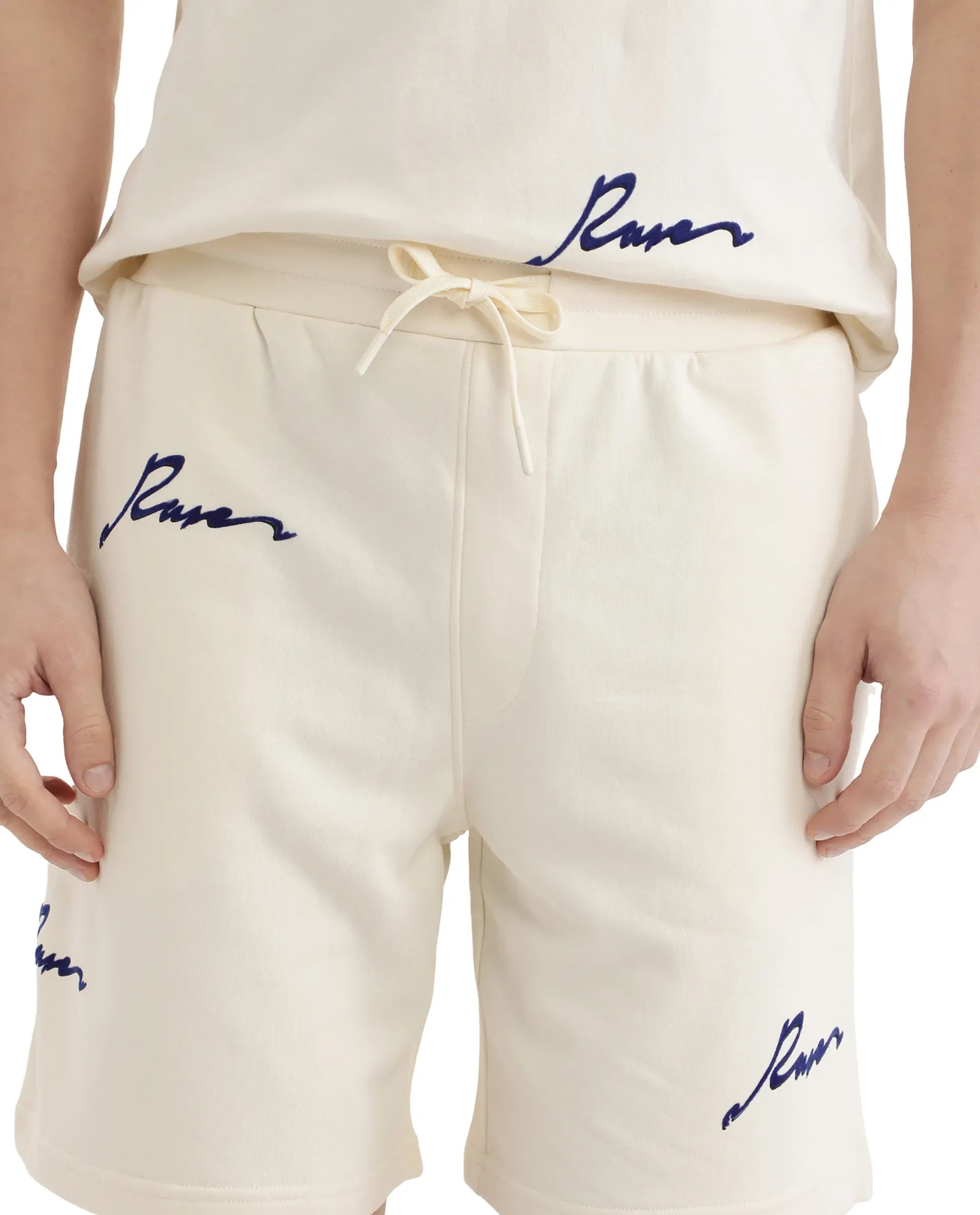 Rare Rabbit Men's Erken B Off White Cotton Blend Typography Print Oversized Fit Shorts - Image 4