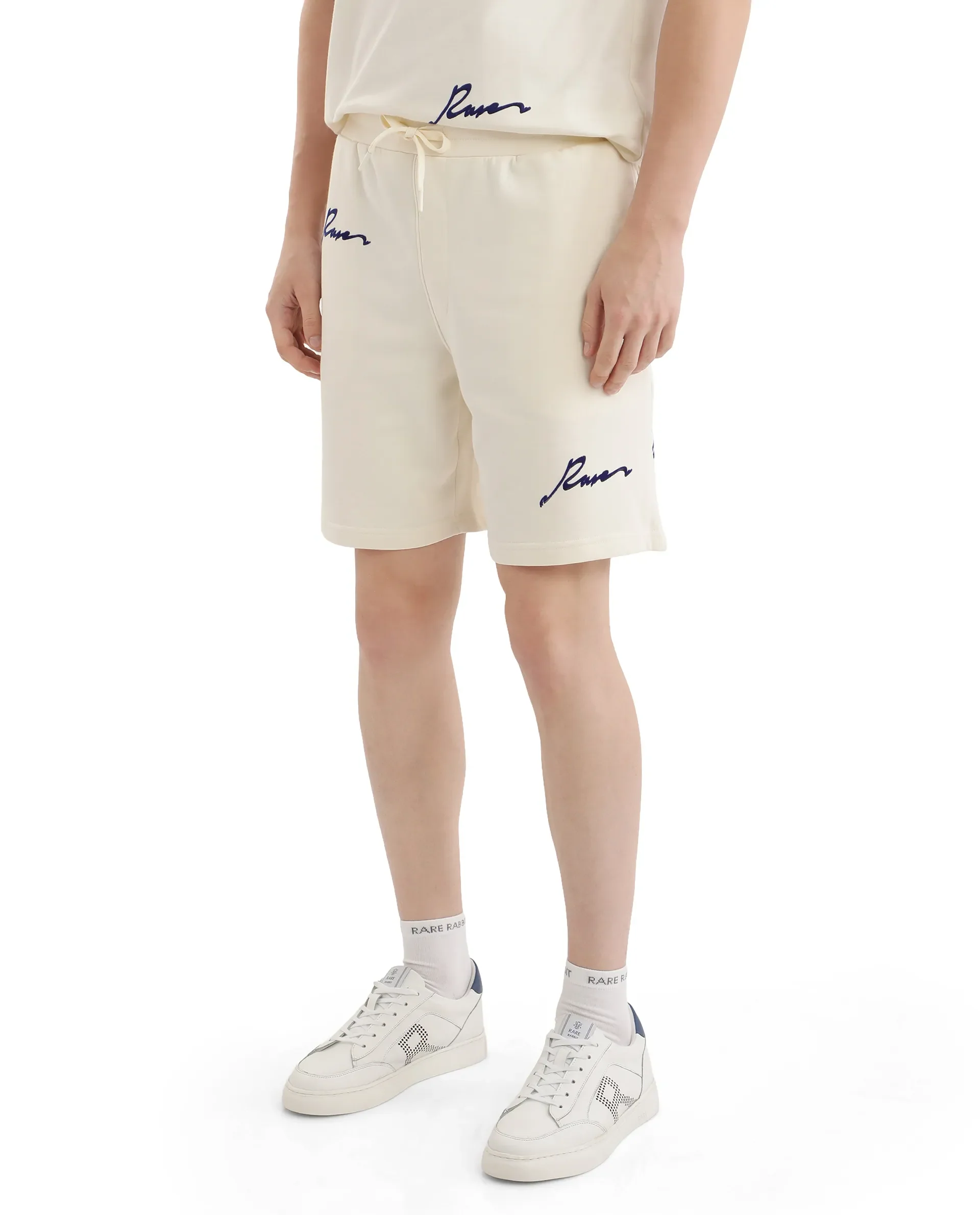 Rare Rabbit Men's Erken B Off White Cotton Blend Typography Print Oversized Fit Shorts - Image 6