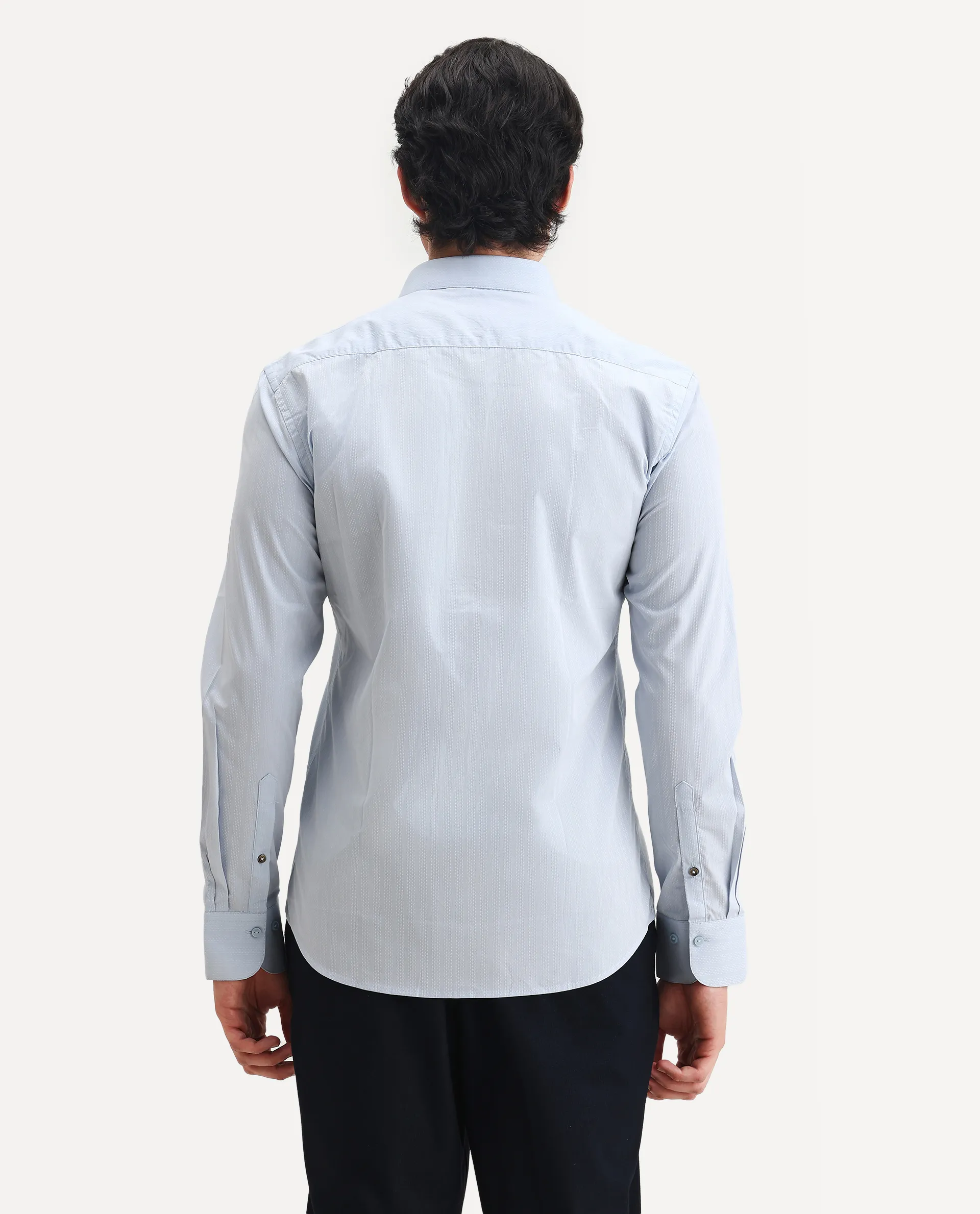 Rare Rabbit Men's Erlane Pastel Blue Cotton Plain Regular Fit Full Sleeve Collared Shirt - Image 7
