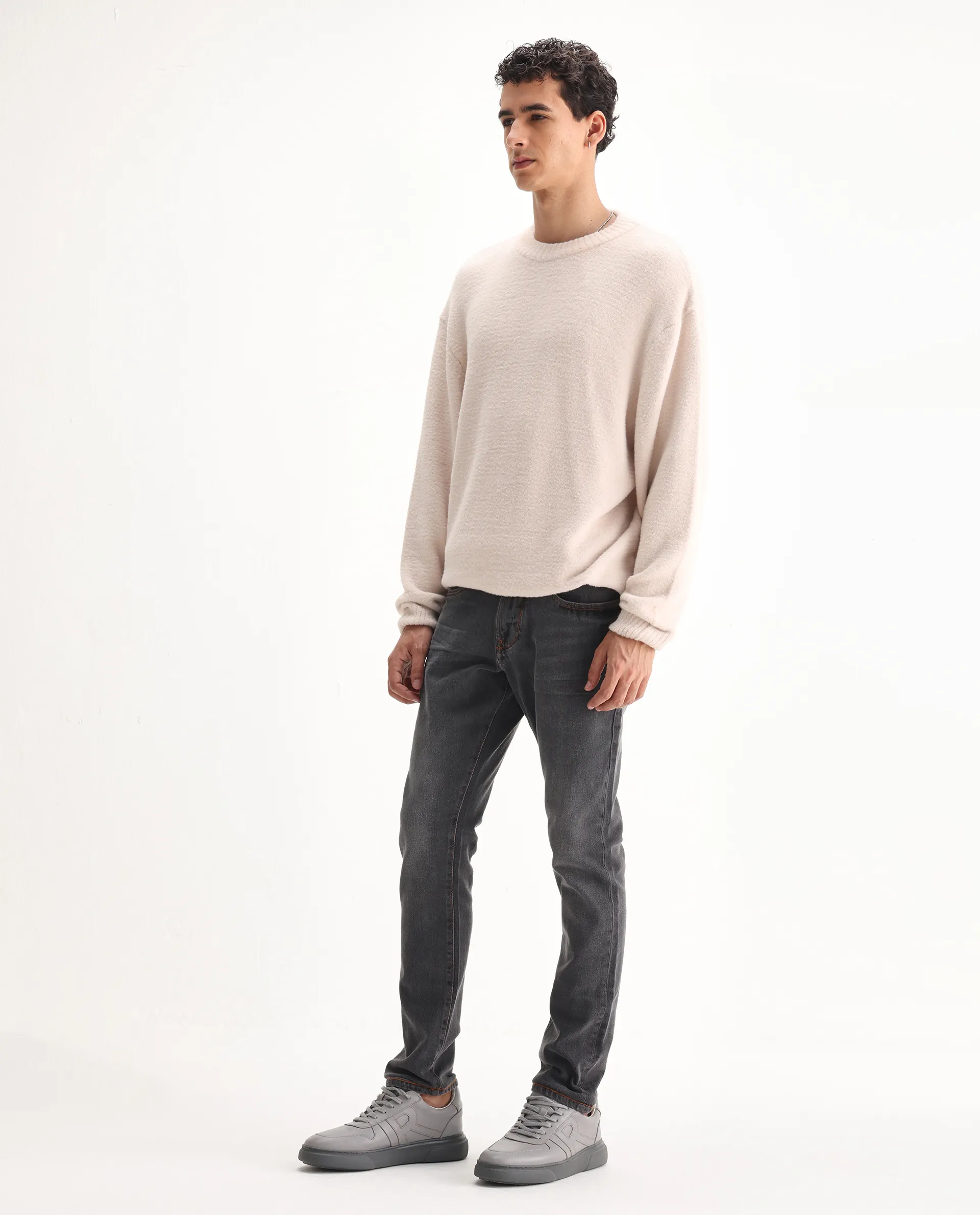 Rare Rabbit Men's Ermis Grey Cotton Blend Plain Hawk Slim Fit Jeans - Image 8