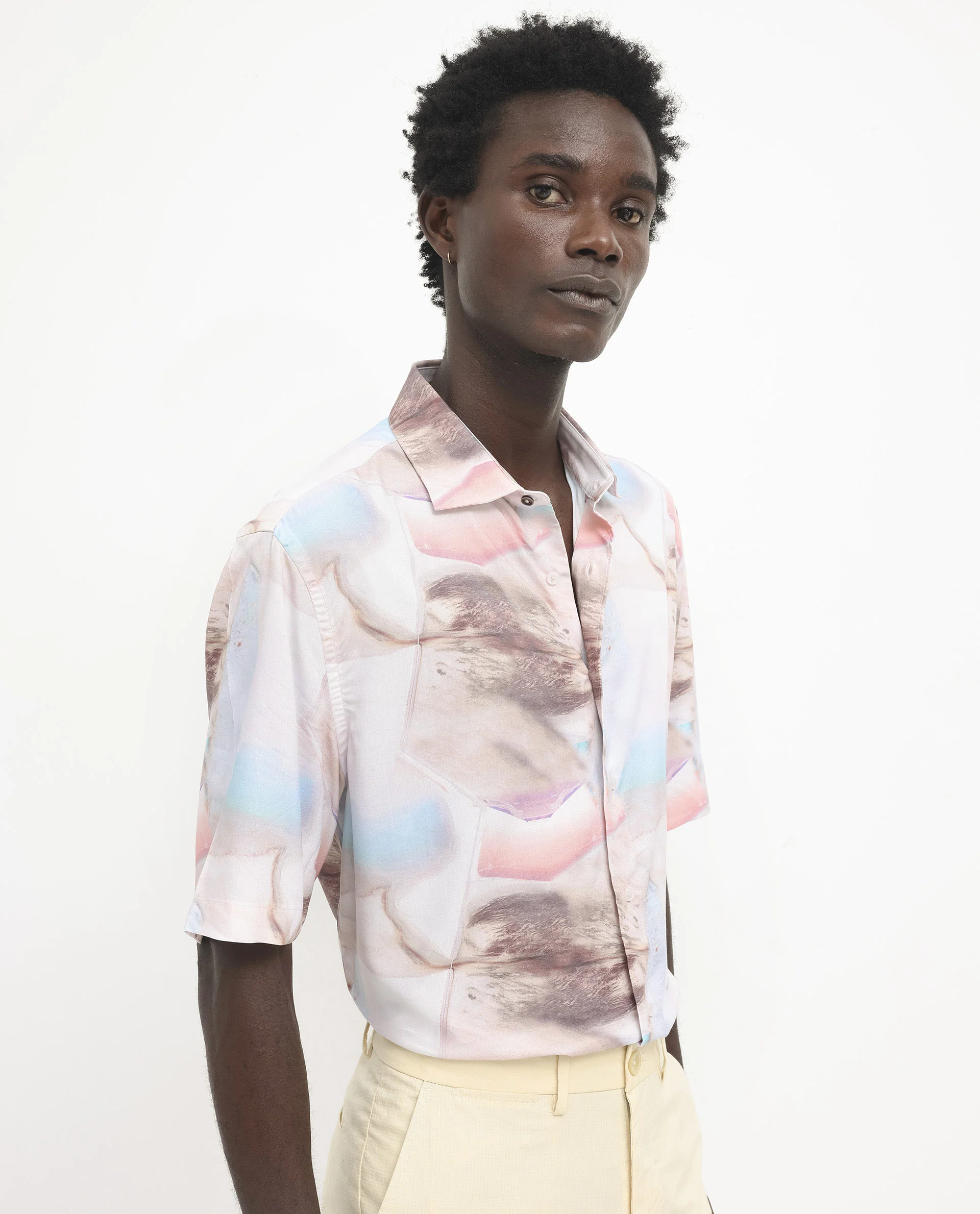 Rare Rabbit Men's Errai Beige Viscose Floral Print Boxy Fit Half Sleeve Collared Shirt - Image 6