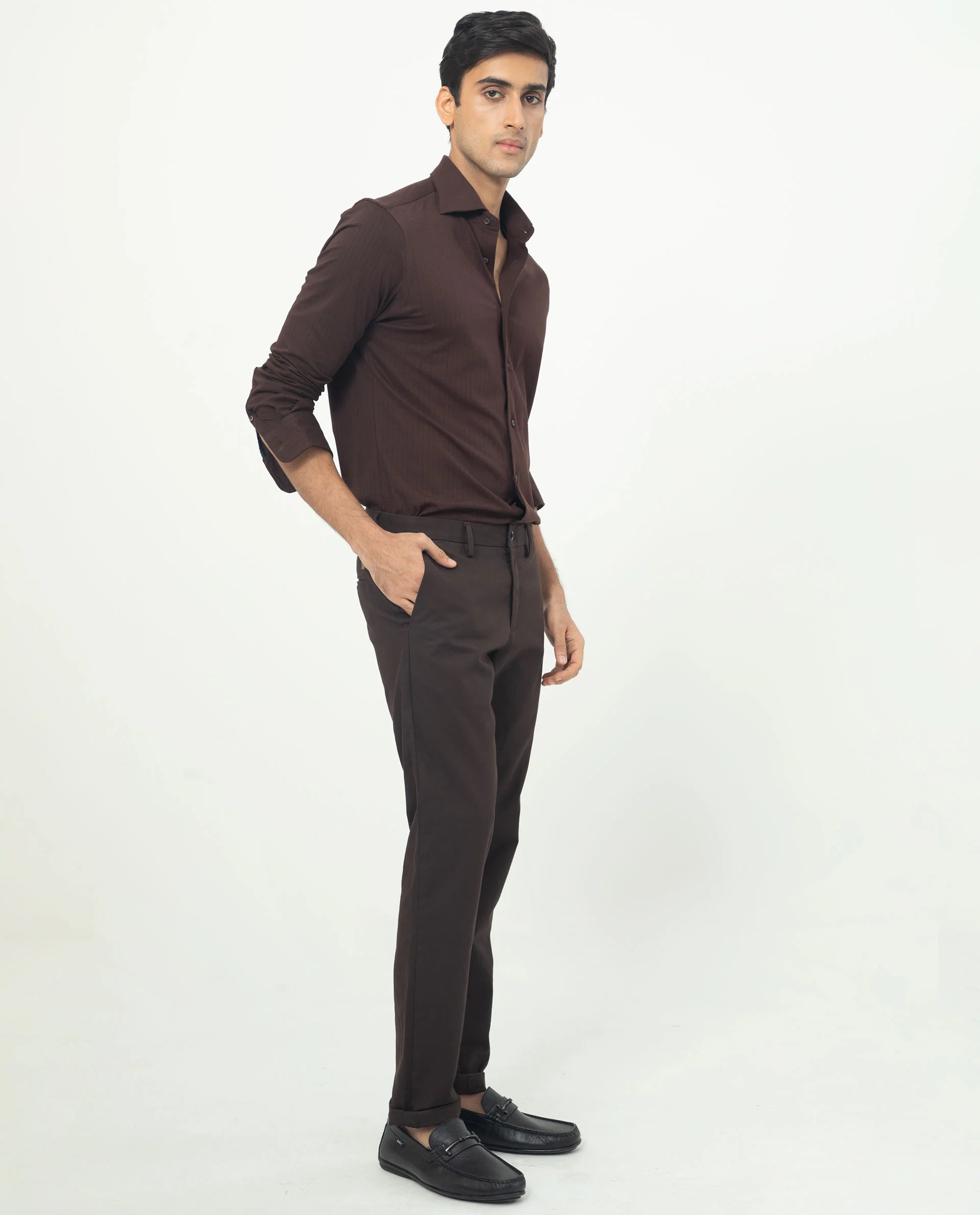Rare Rabbit Men's Ertical Brown Cotton Striped Print Regular Fit Full Sleeve Spread Collar Shirt - Image 5