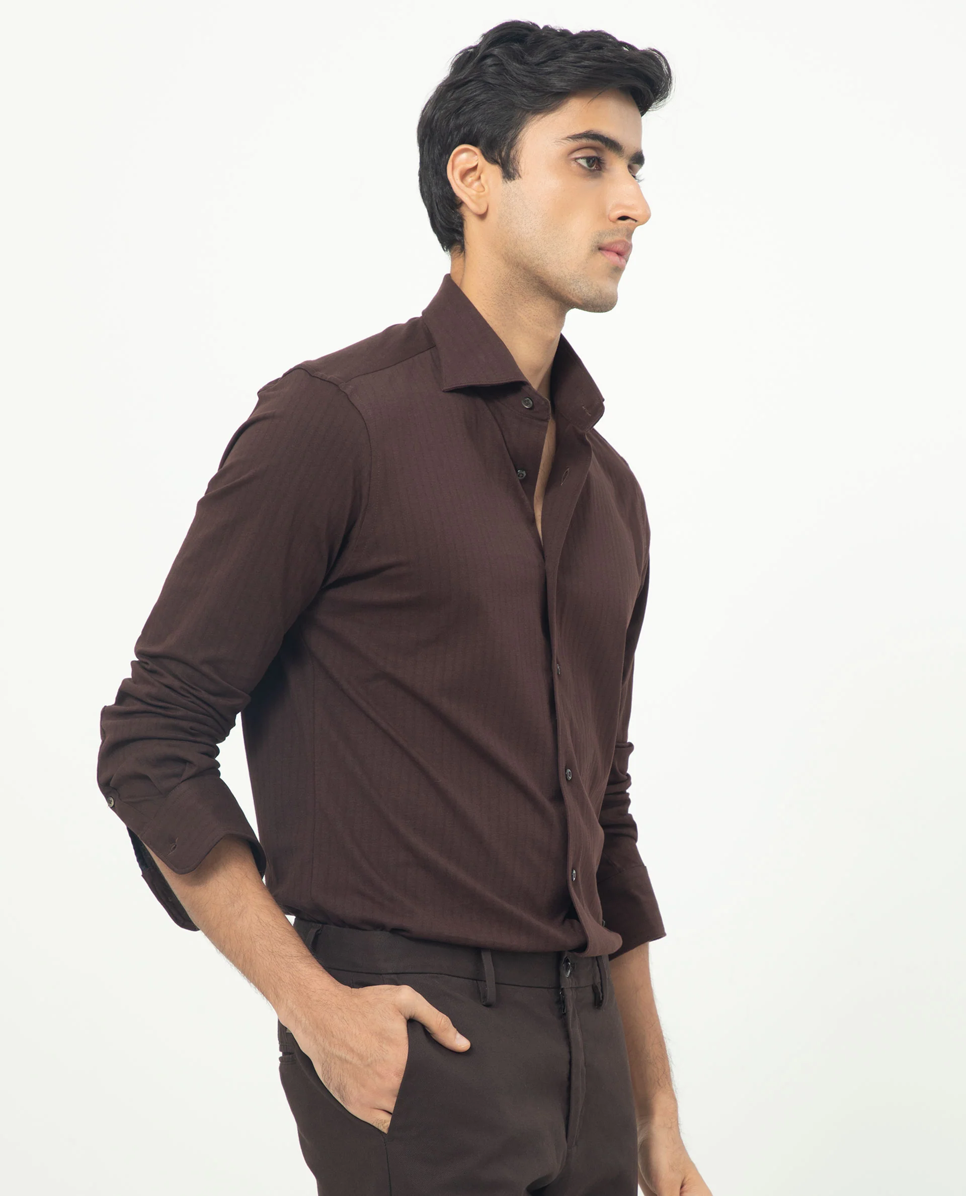 Rare Rabbit Men's Ertical Brown Cotton Striped Print Regular Fit Full Sleeve Spread Collar Shirt - Image 6
