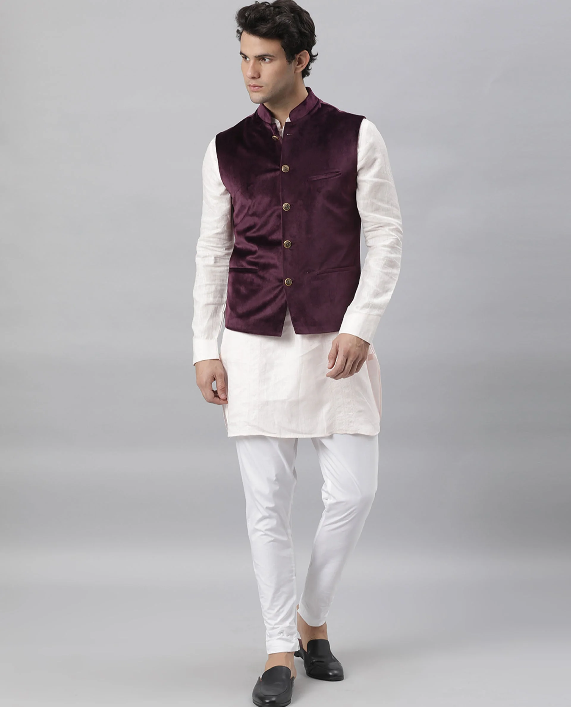 Rare Rabbit Men's Erton Maroon Polyester Plain Tailored Fit Sleeveless Mandarin Collar Bandhgala - Image 6