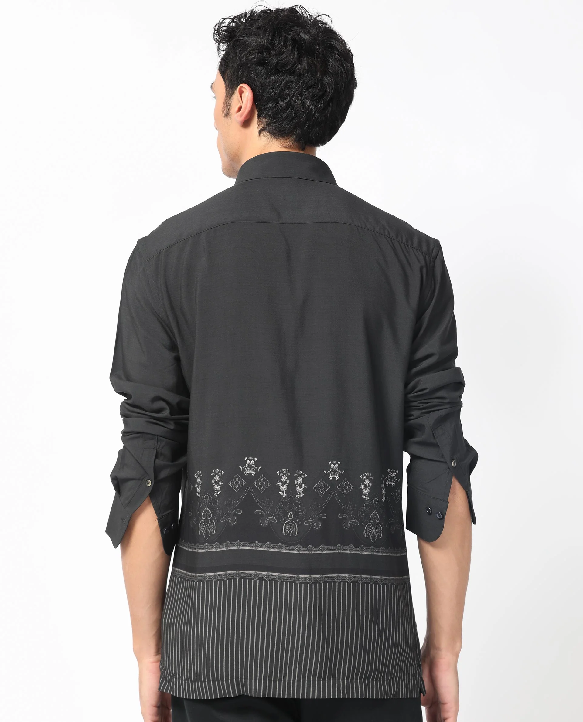 Rare Rabbit Men's Esco Black Viscose Floral Print Regular Fit Full Sleeve Collared Shirt - Image 9