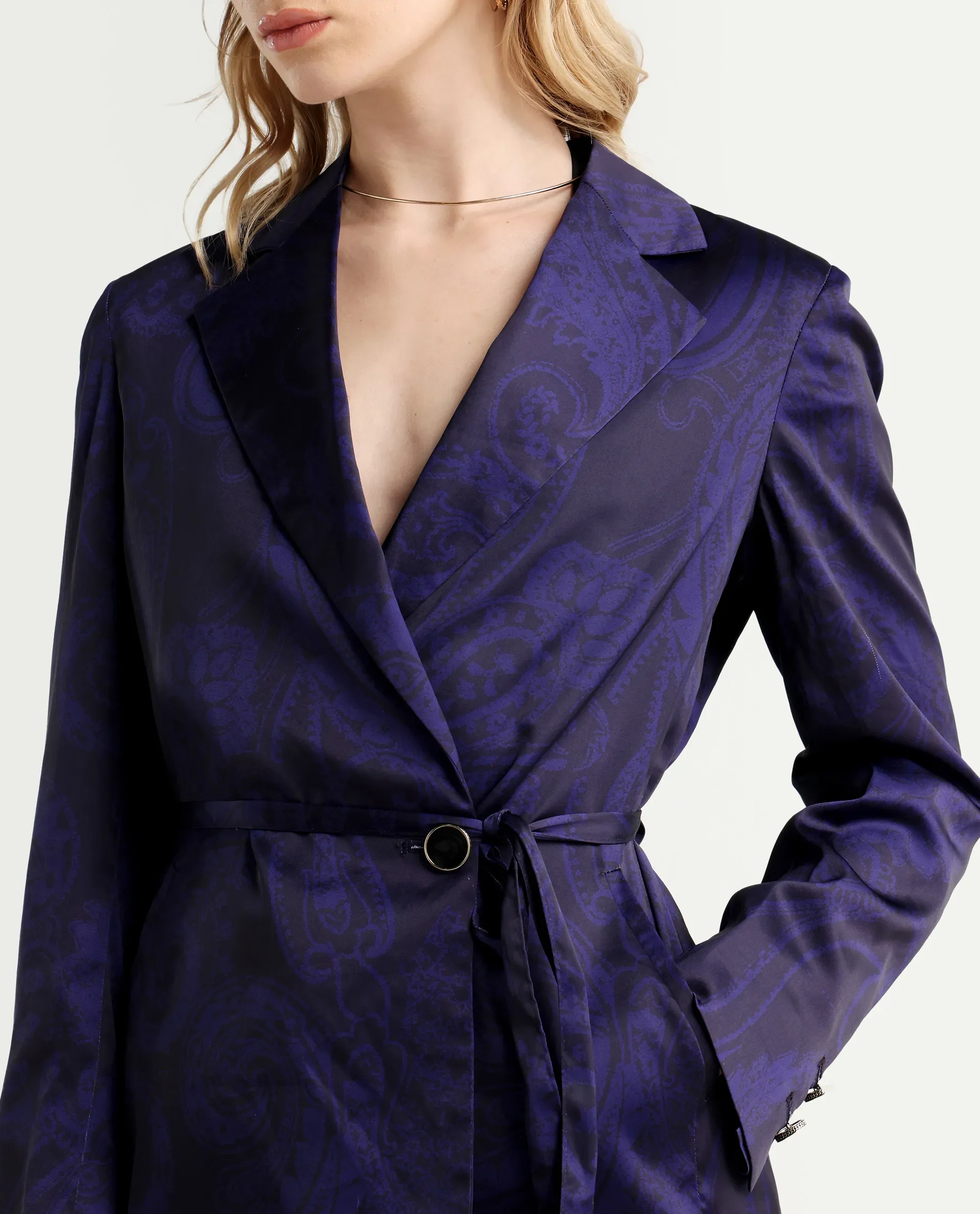 Rareism Women's Esena Dark Navy Polyester Lapel Neck Abstract Print Tailored Blazer - Image 4