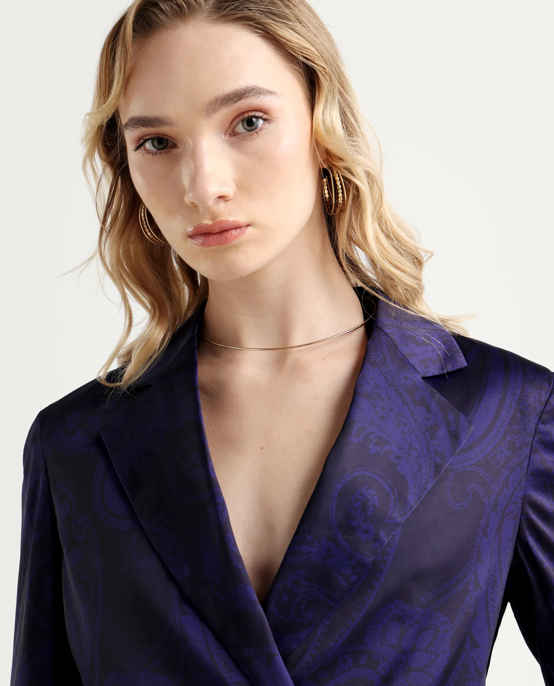 Rareism Women's Esena Dark Navy Polyester Lapel Neck Abstract Print Tailored Blazer - Image 5