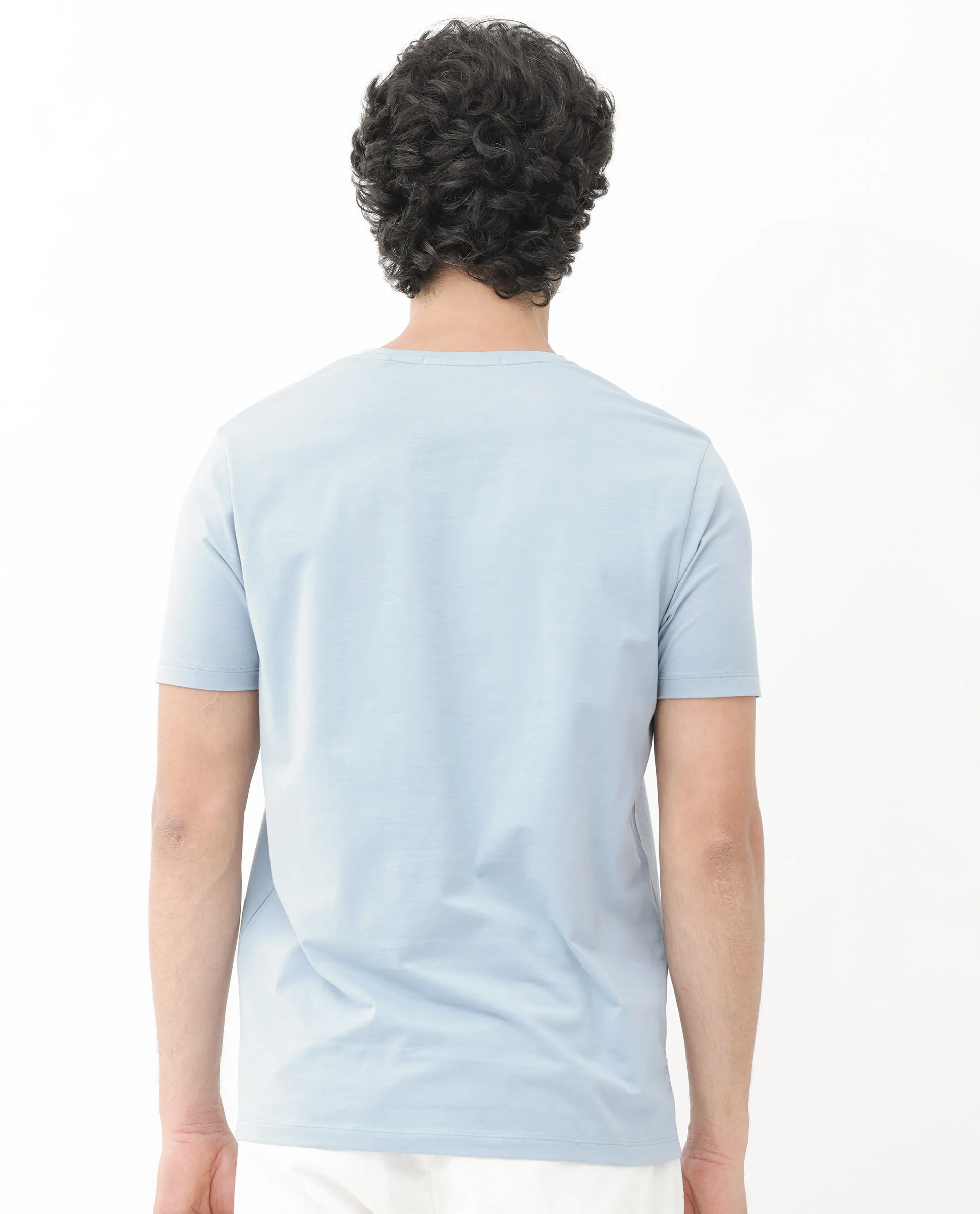 Rare Rabbit Men's Eso Light Blue Cotton Blend Graphic Print Regular Fit Half Sleeve Crew Neck T-Shirt - Image 10
