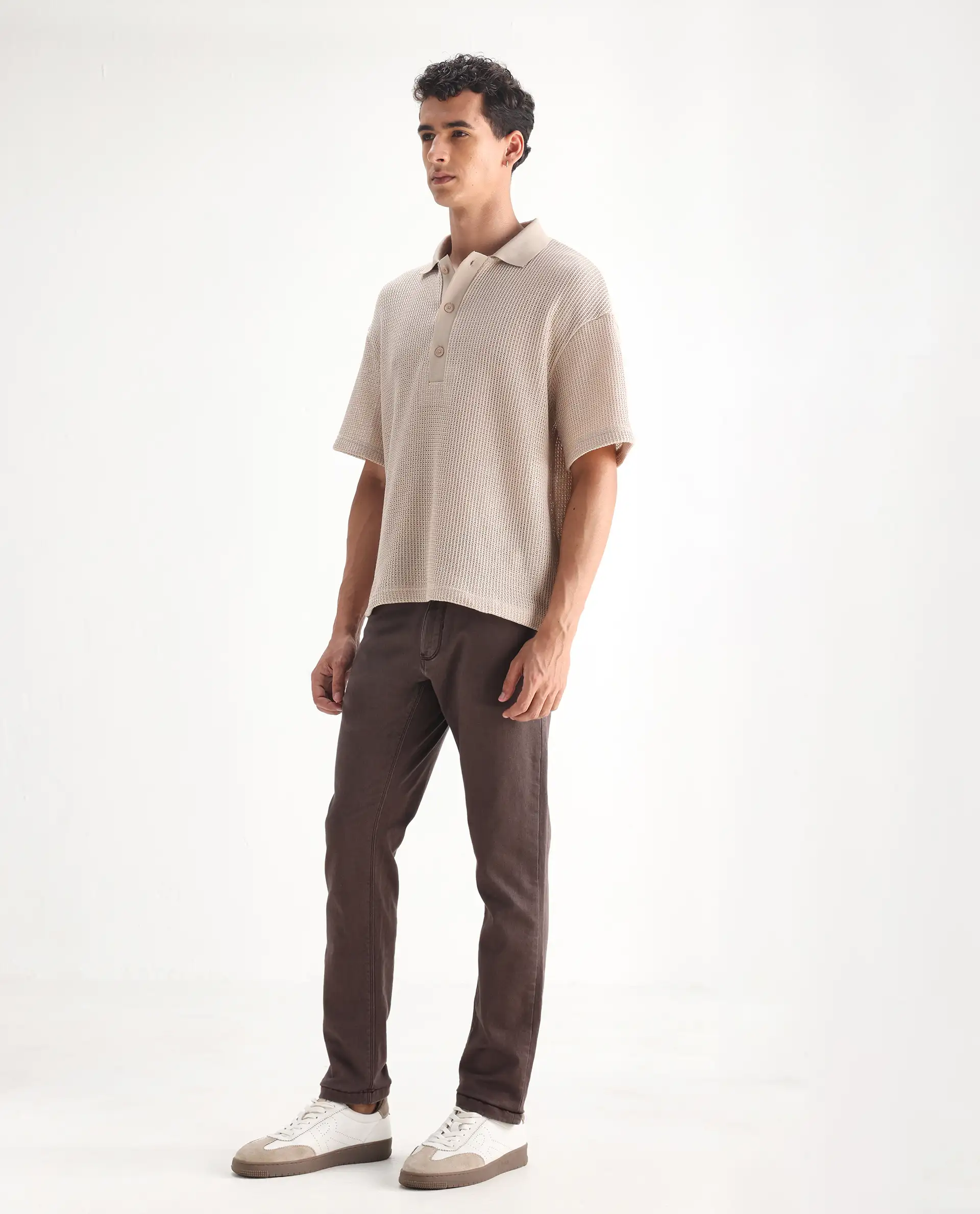 Rare Rabbit Men's Essen Dark Brown Cotton Plain Hawk Slim Fit Jeans - Image 3
