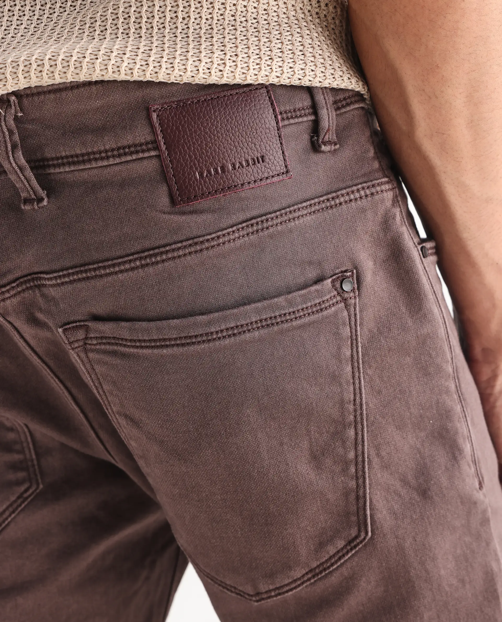 Rare Rabbit Men's Essen Dark Brown Cotton Plain Hawk Slim Fit Jeans - Image 8