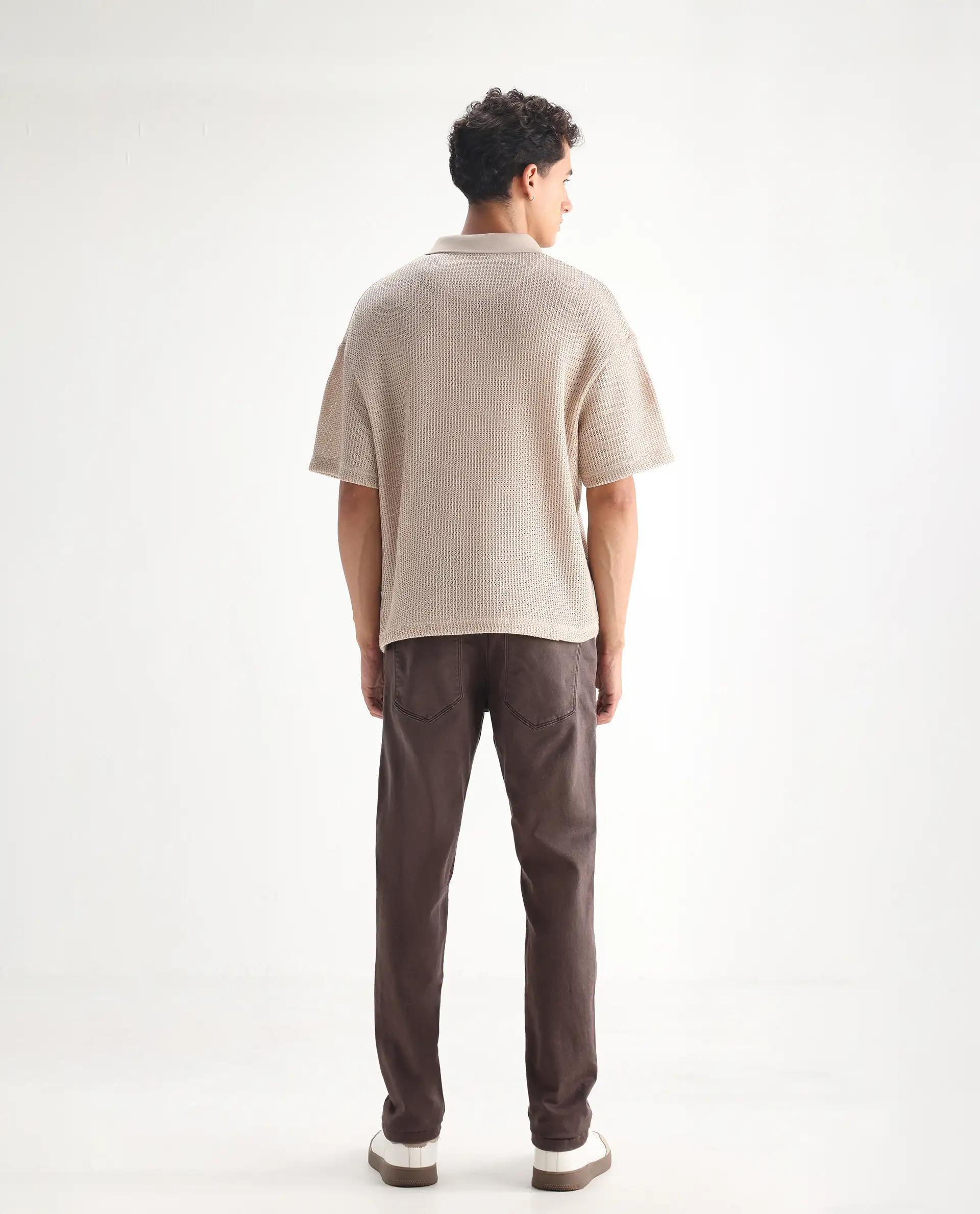 Rare Rabbit Men's Essen Dark Brown Cotton Plain Hawk Slim Fit Jeans - Image 9