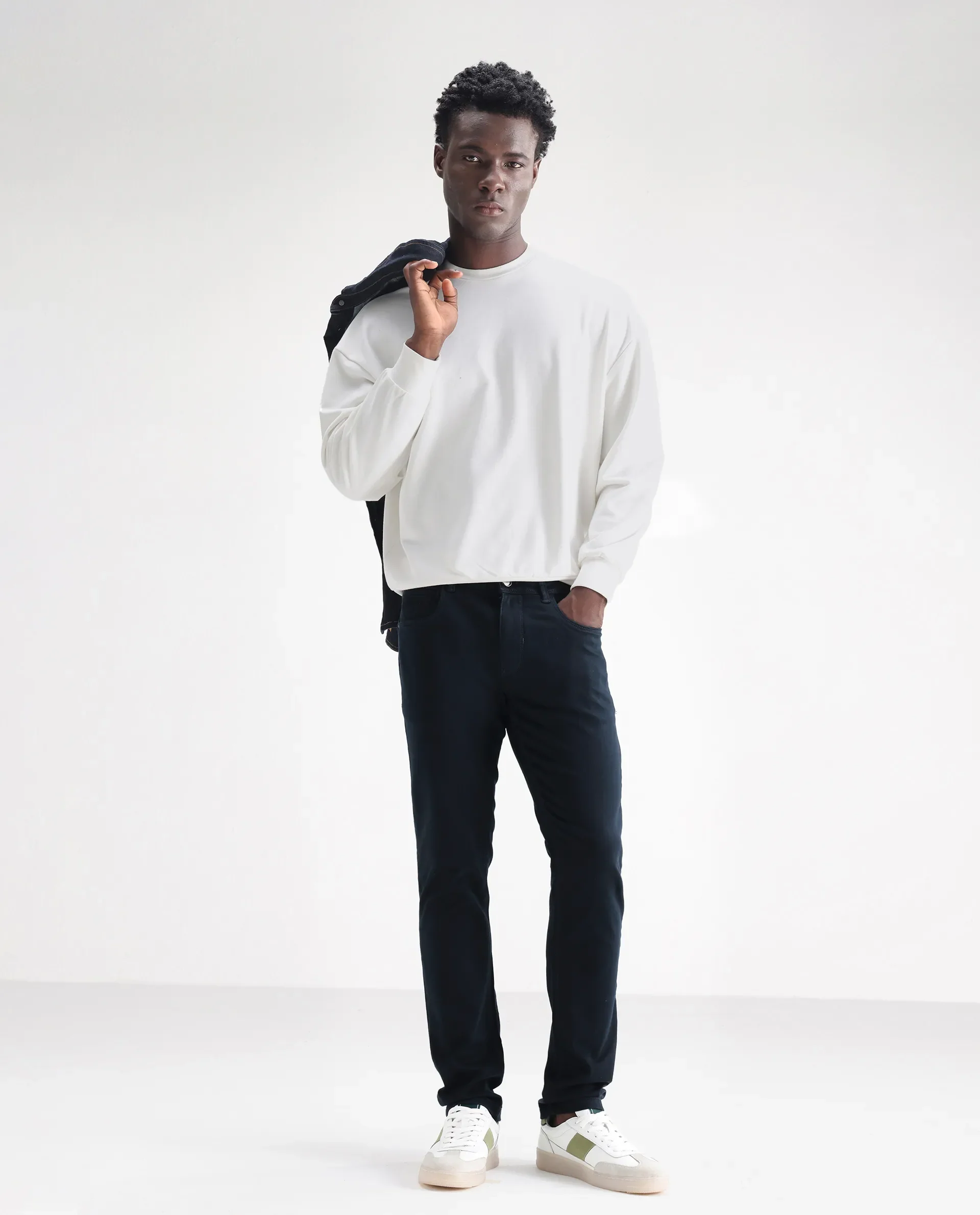 Rare Rabbit Men's Essen Dusky Teal Cotton Plain Hawk Slim Fit Jeans