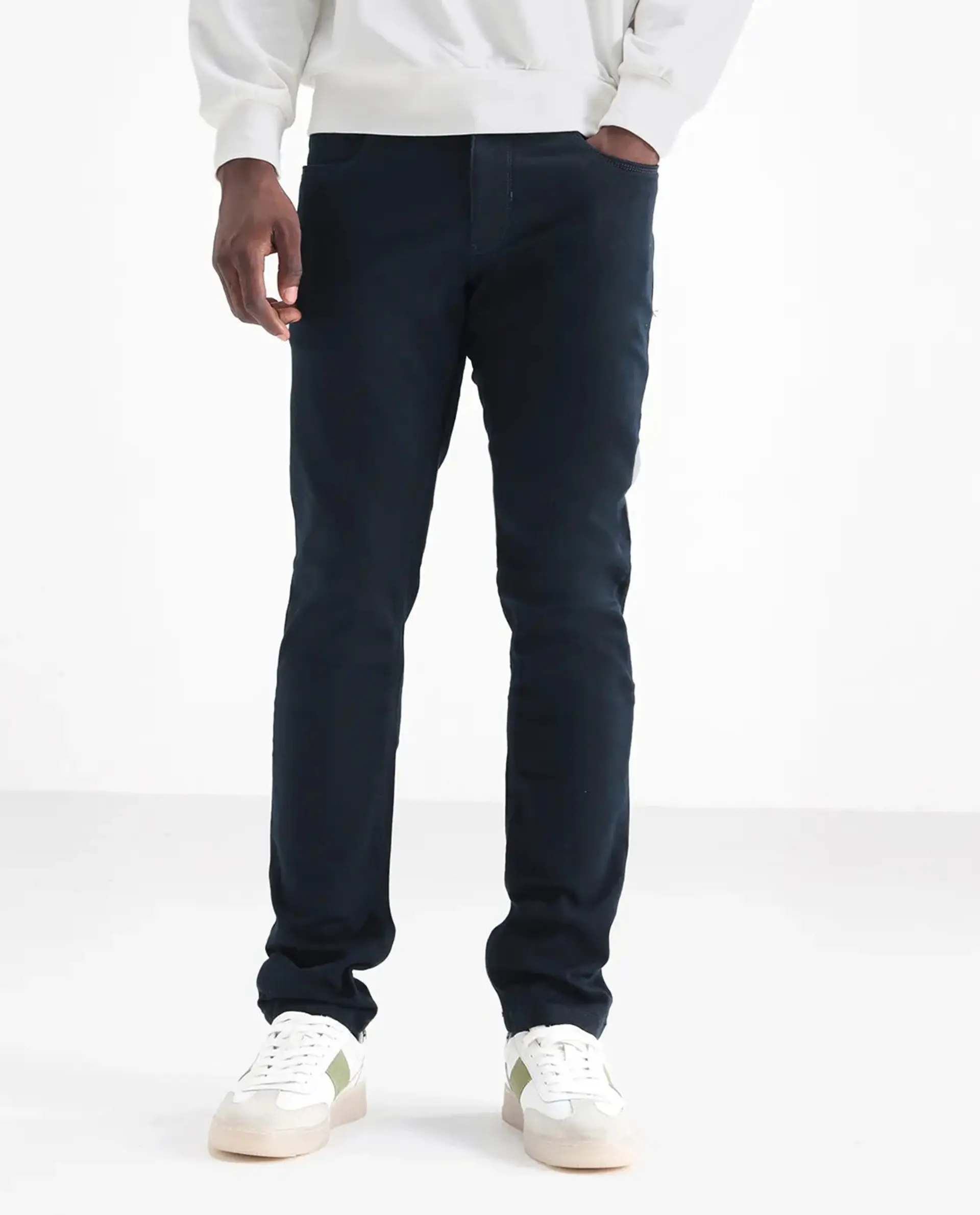 Rare Rabbit Men's Essen Dusky Teal Cotton Plain Hawk Slim Fit Jeans - Image 10