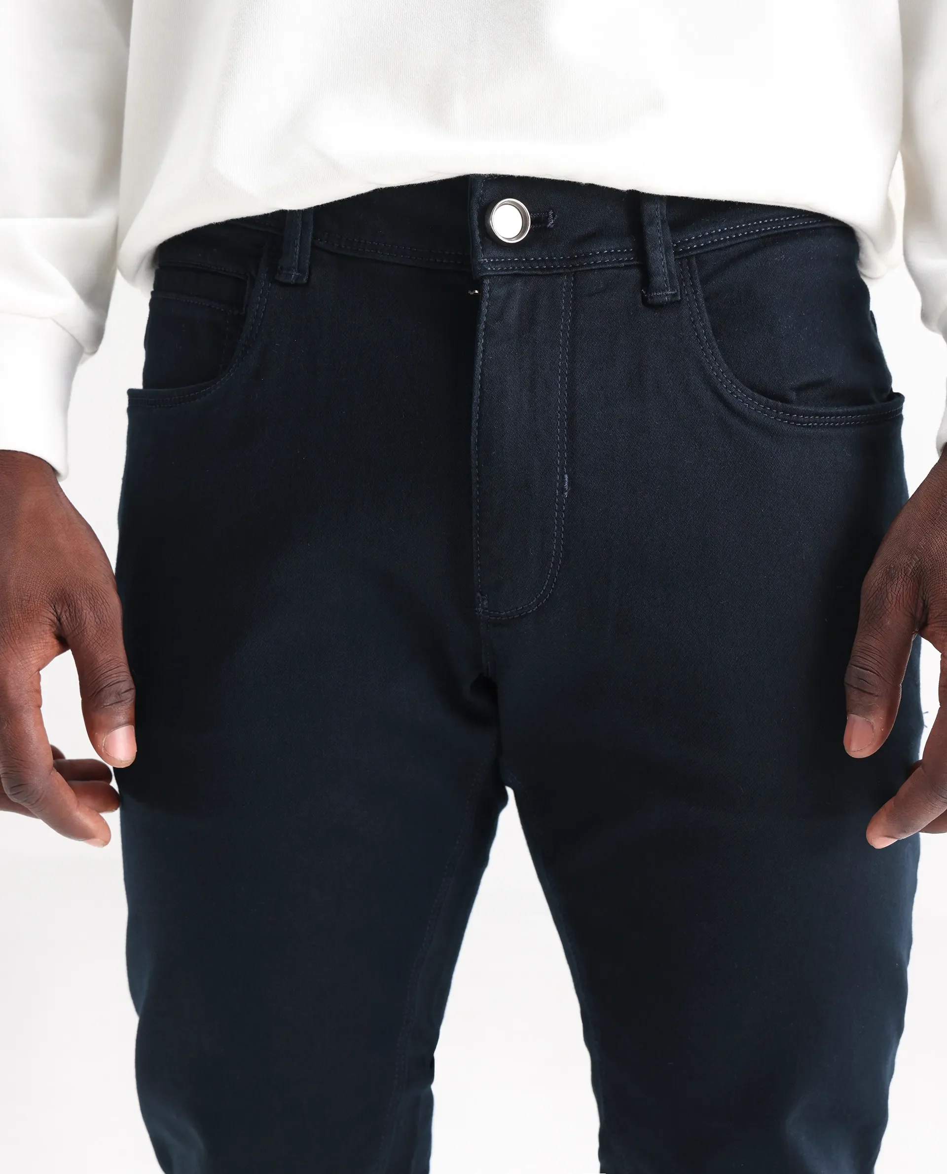Rare Rabbit Men's Essen Dusky Teal Cotton Plain Hawk Slim Fit Jeans - Image 3