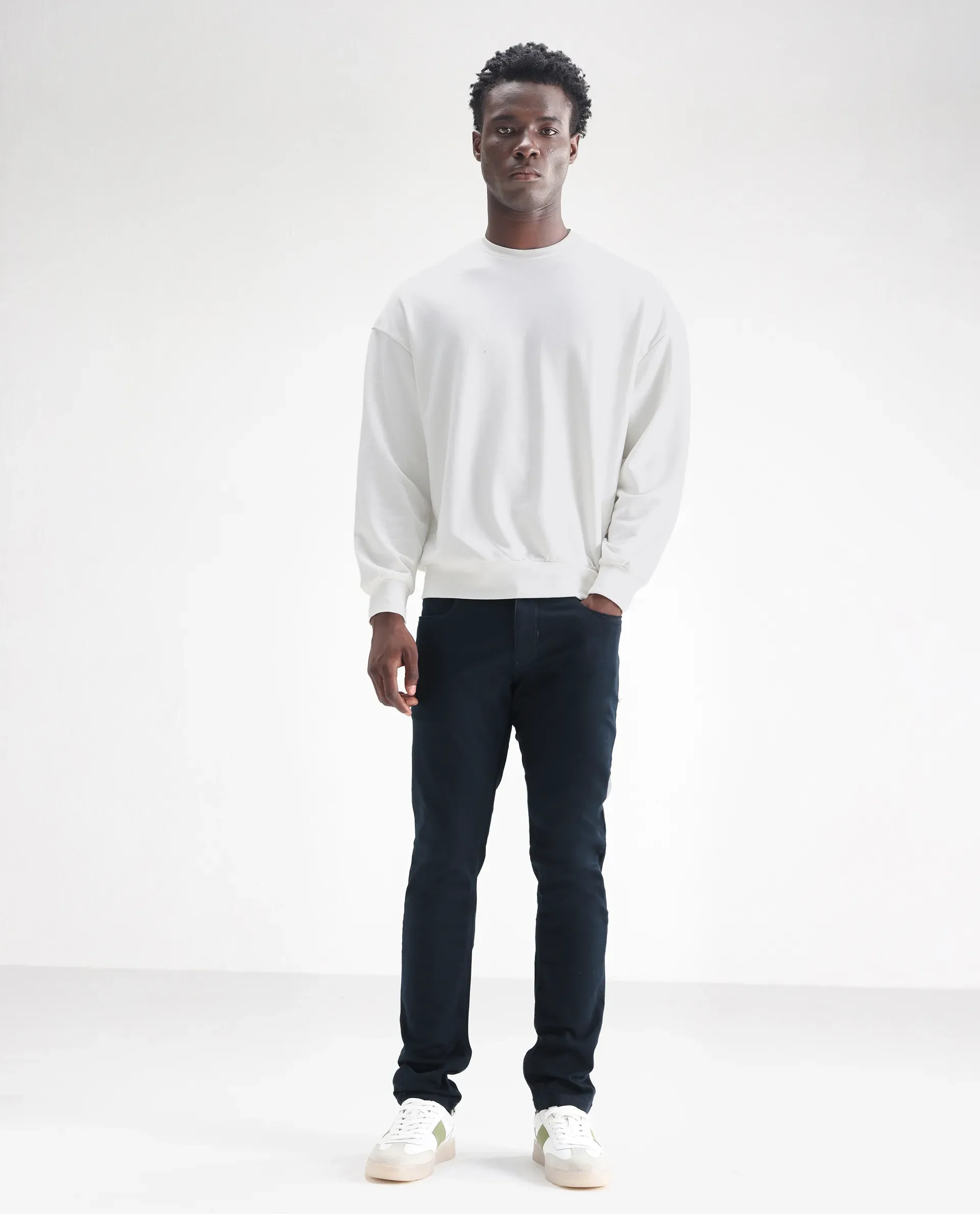 Rare Rabbit Men's Essen Dusky Teal Cotton Plain Hawk Slim Fit Jeans - Image 5