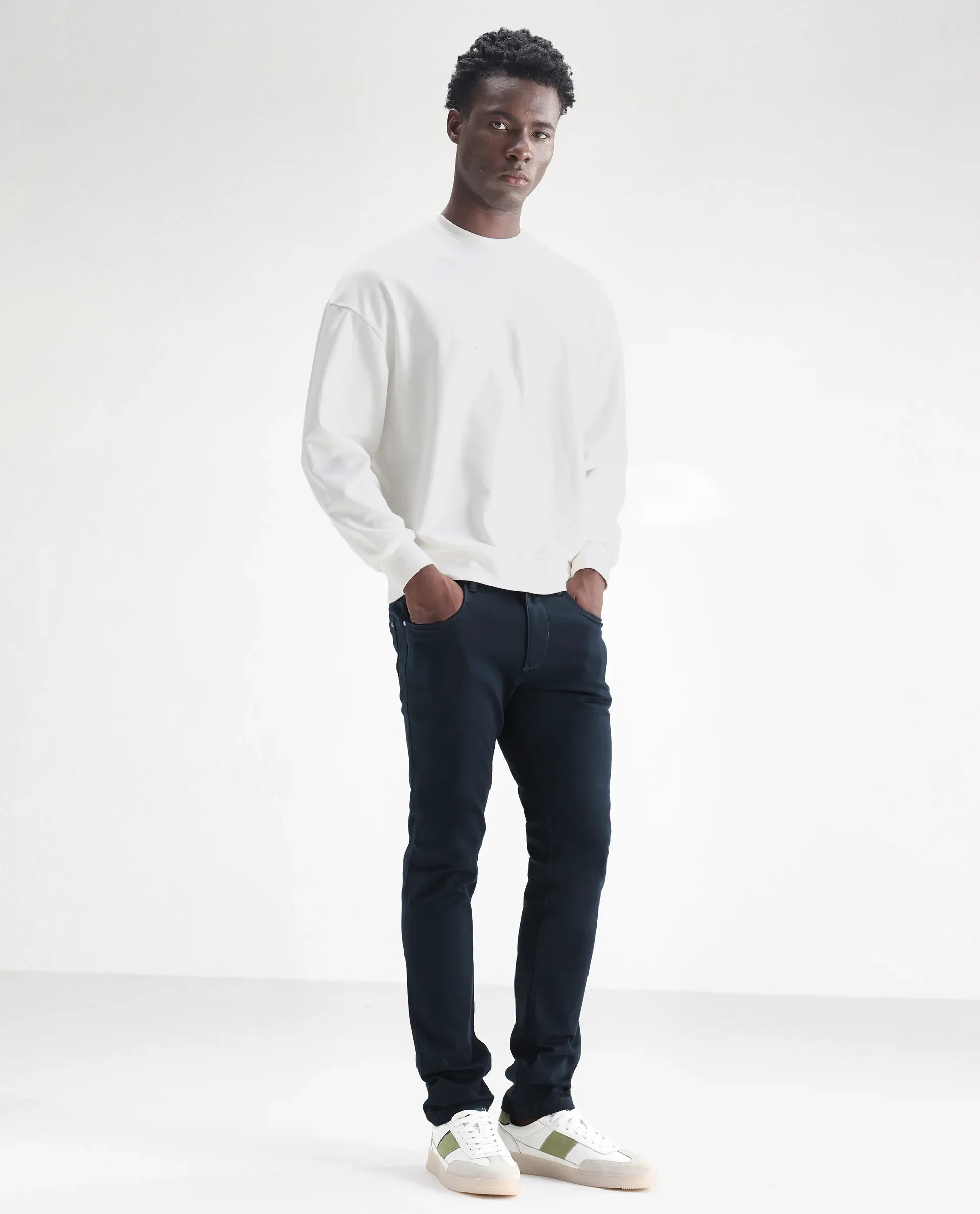 Rare Rabbit Men's Essen Dusky Teal Cotton Plain Hawk Slim Fit Jeans - Image 6