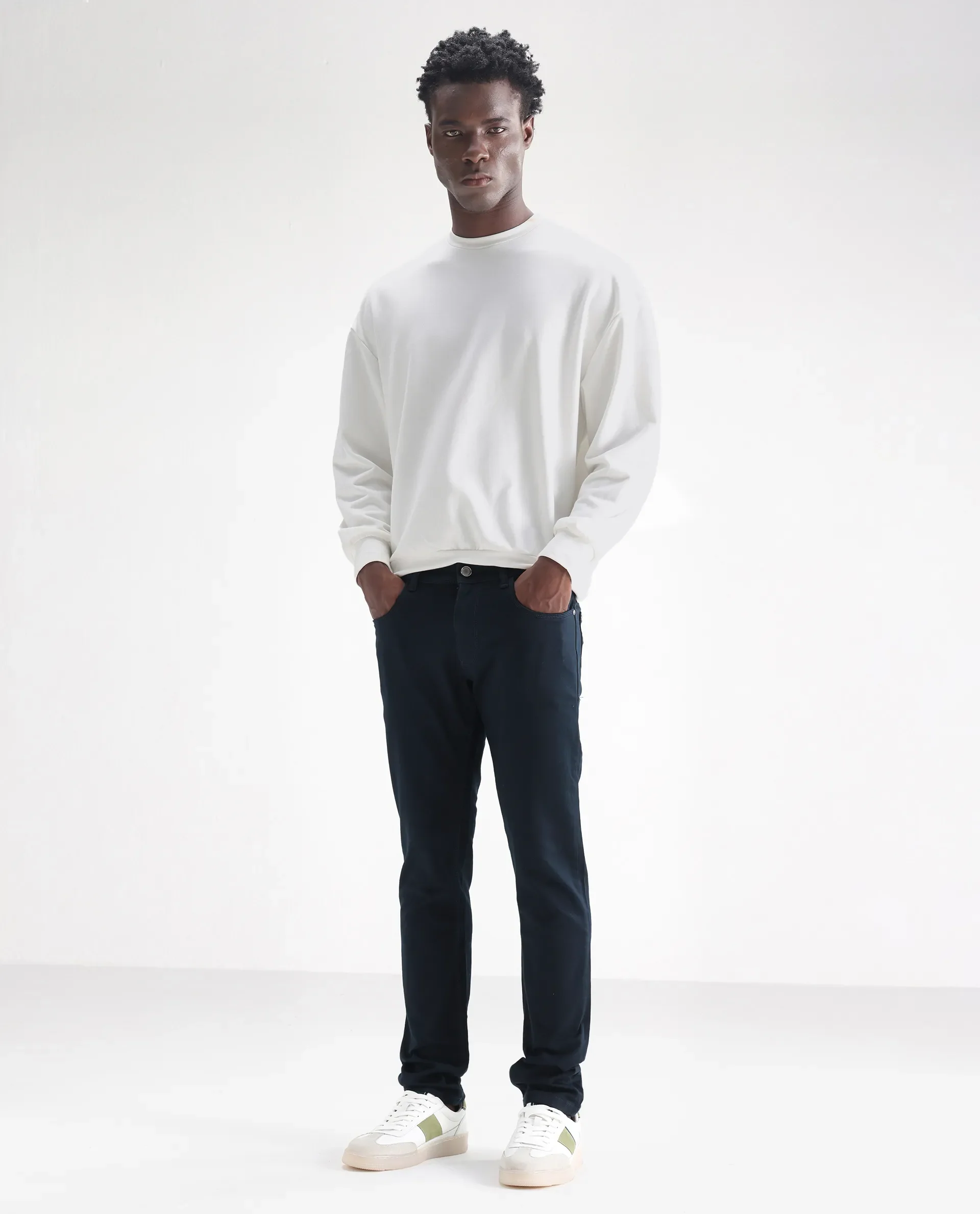 Rare Rabbit Men's Essen Dusky Teal Cotton Plain Hawk Slim Fit Jeans - Image 7