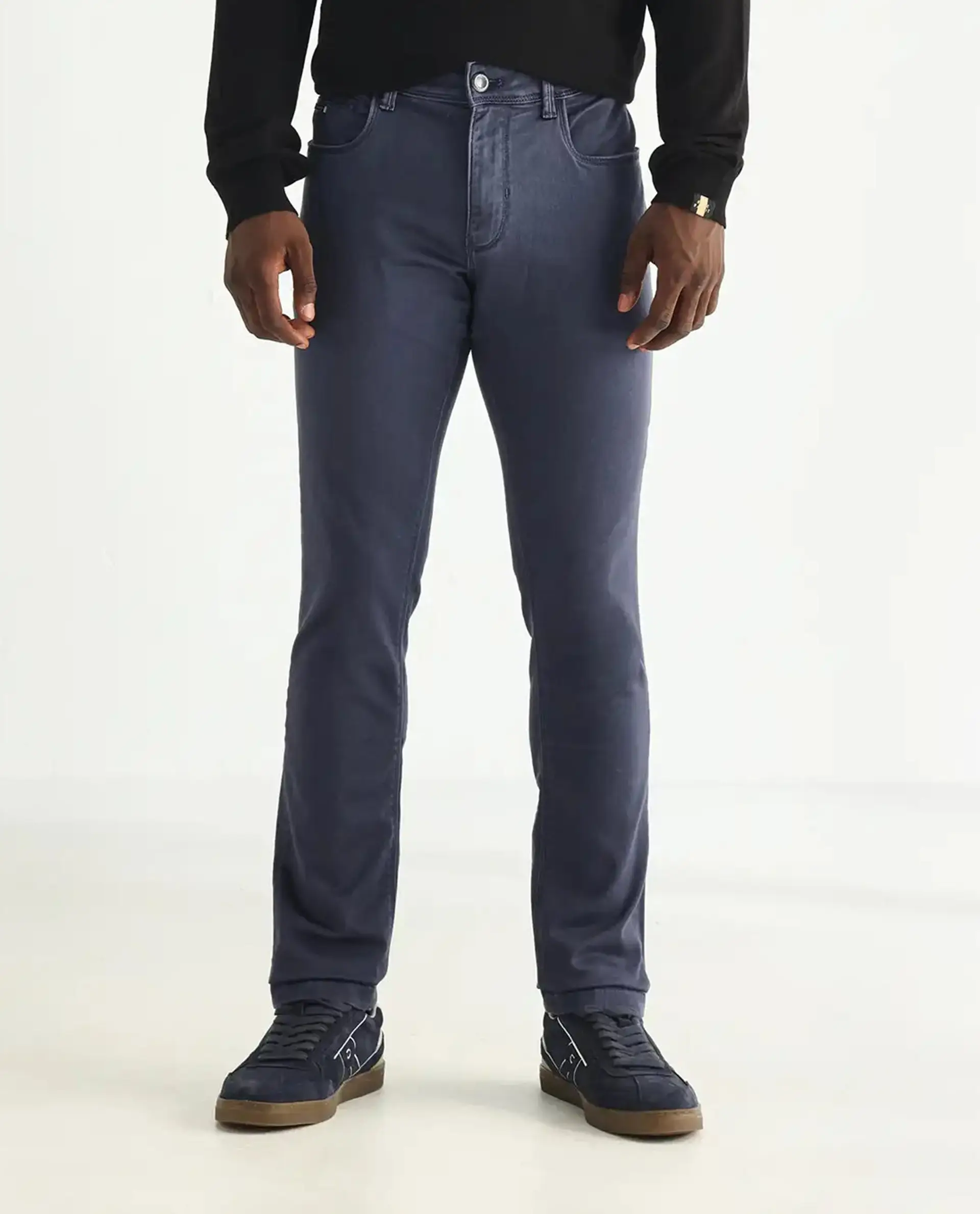 Rare Rabbit Men's Essen Light Purple Cotton Plain Hawk Slim Fit Jeans - Image 10