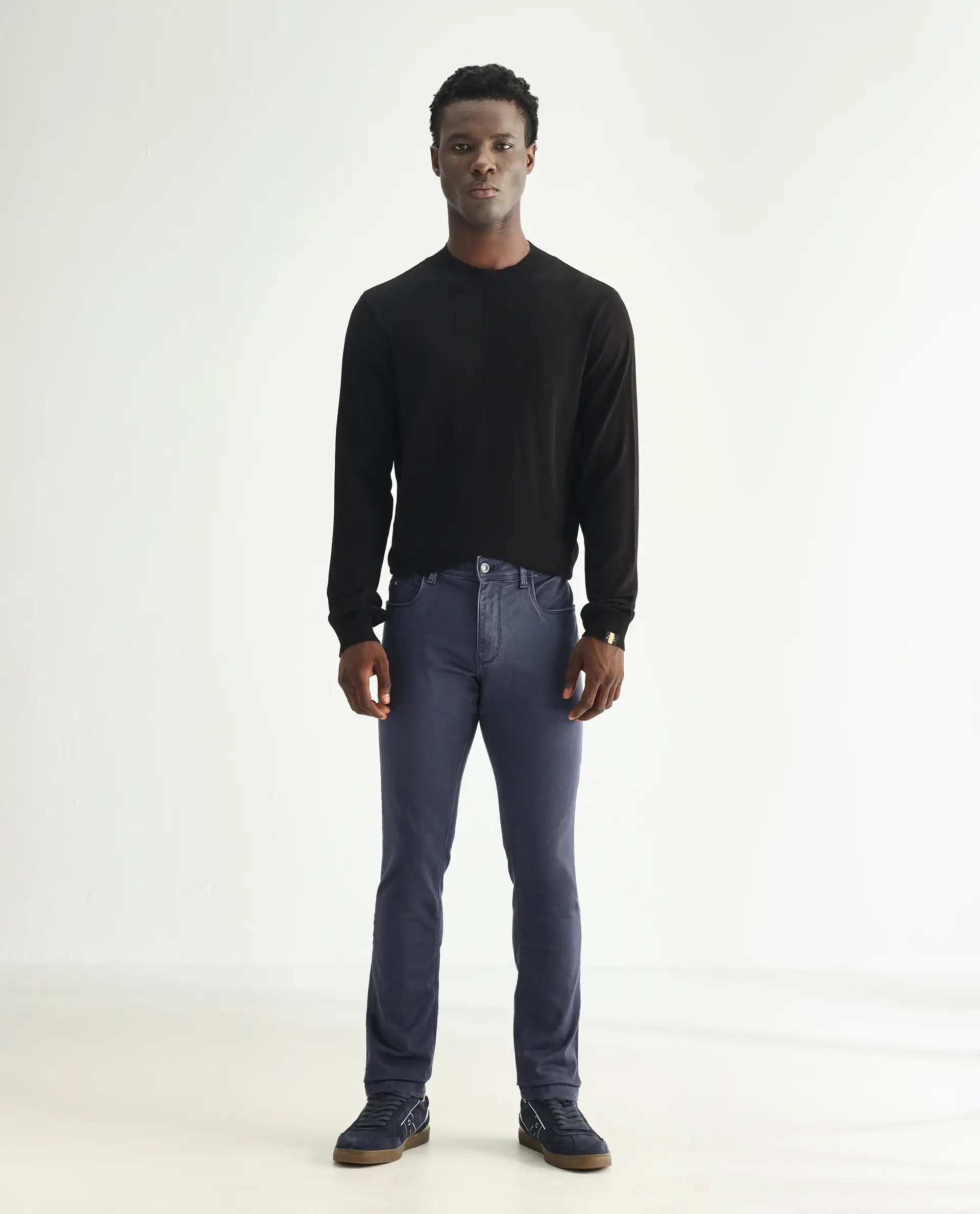 Rare Rabbit Men's Essen Light Purple Cotton Plain Hawk Slim Fit Jeans - Image 3